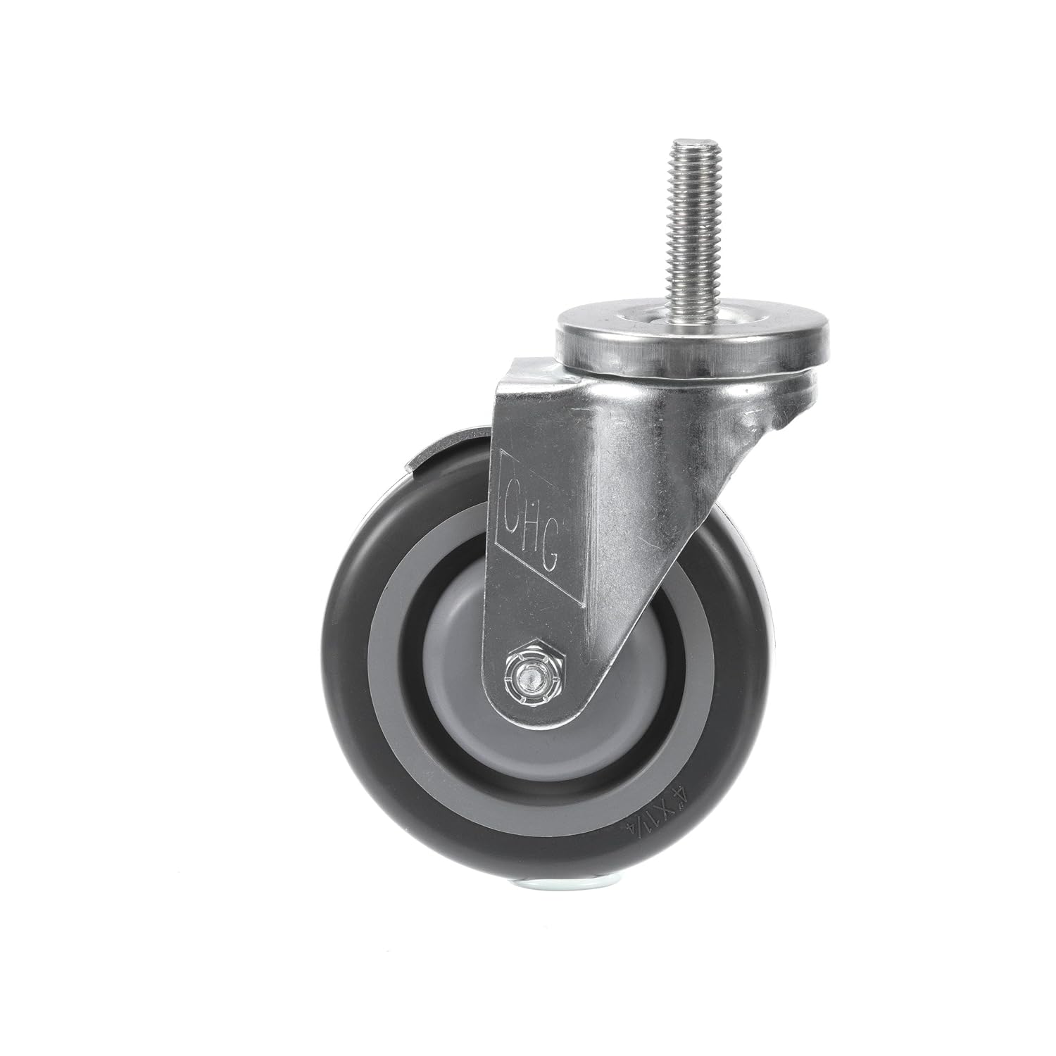 Medium Duty 1/2-13 x 1-1/2" Threaded Stem Caster with 5" Gray Polyurethane Wheel with Brake