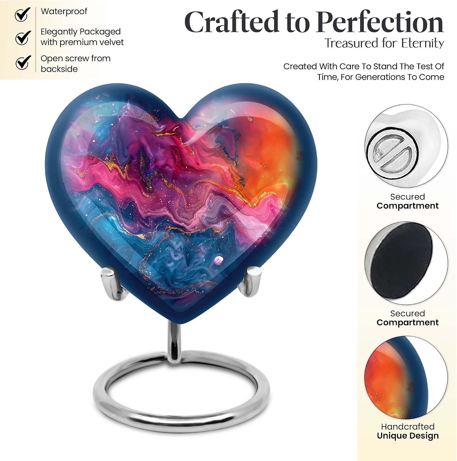 Celestial Symphony Funeral Urns - Pack of 5 (Large & Small Urns), Blue, Decorative, for Human & Pet Ashes