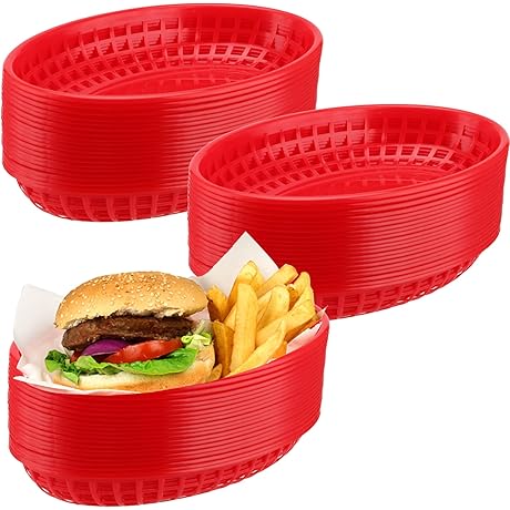 Stock Your Kitchen with 60 Sturdy Red Plastic Food Service Baskets!