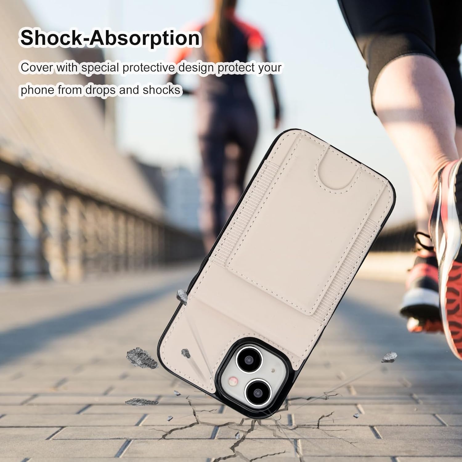 KIHUWEY for iPhone 15 Case Wallet with Card Holder, Large Capacity RFID Blocking Flip PU Leather Kickstand Magnetic Clasp Shockproof Protection Credit Card Slots Cover 6.1 Inch (Beige)