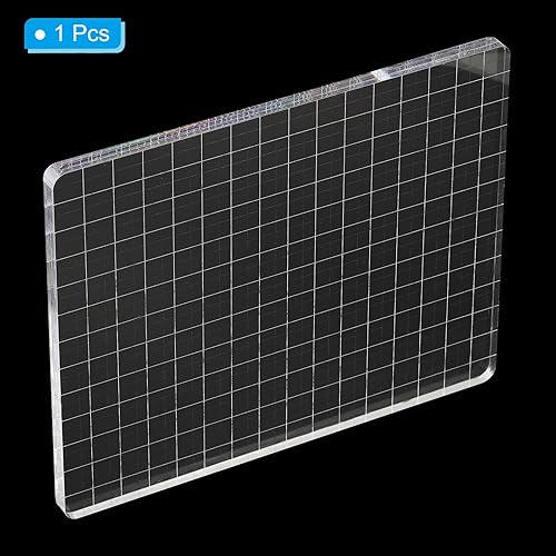 Miniatura 3 de PATIKIL Bloque de sello acrílico de 6 x 5 pulgadas, bloque de estampado transparente con líneas de cuadrícula, bloques de montaje decorativos