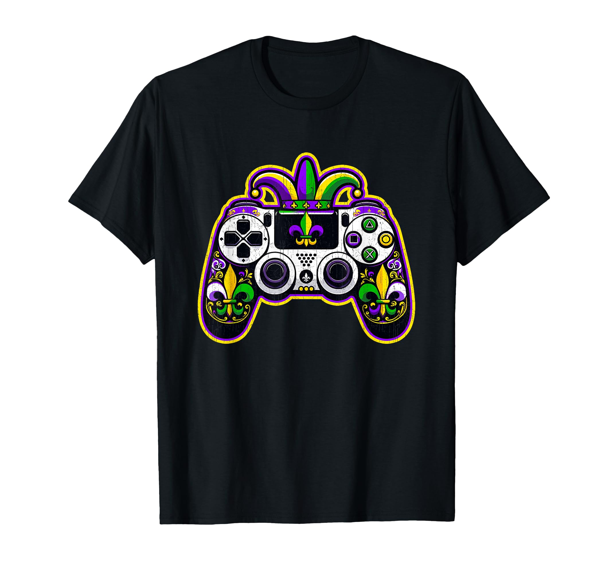 Gamer Mardi Gras Boy Outfit Men Funny Fleur De Lis Games T-Shirt