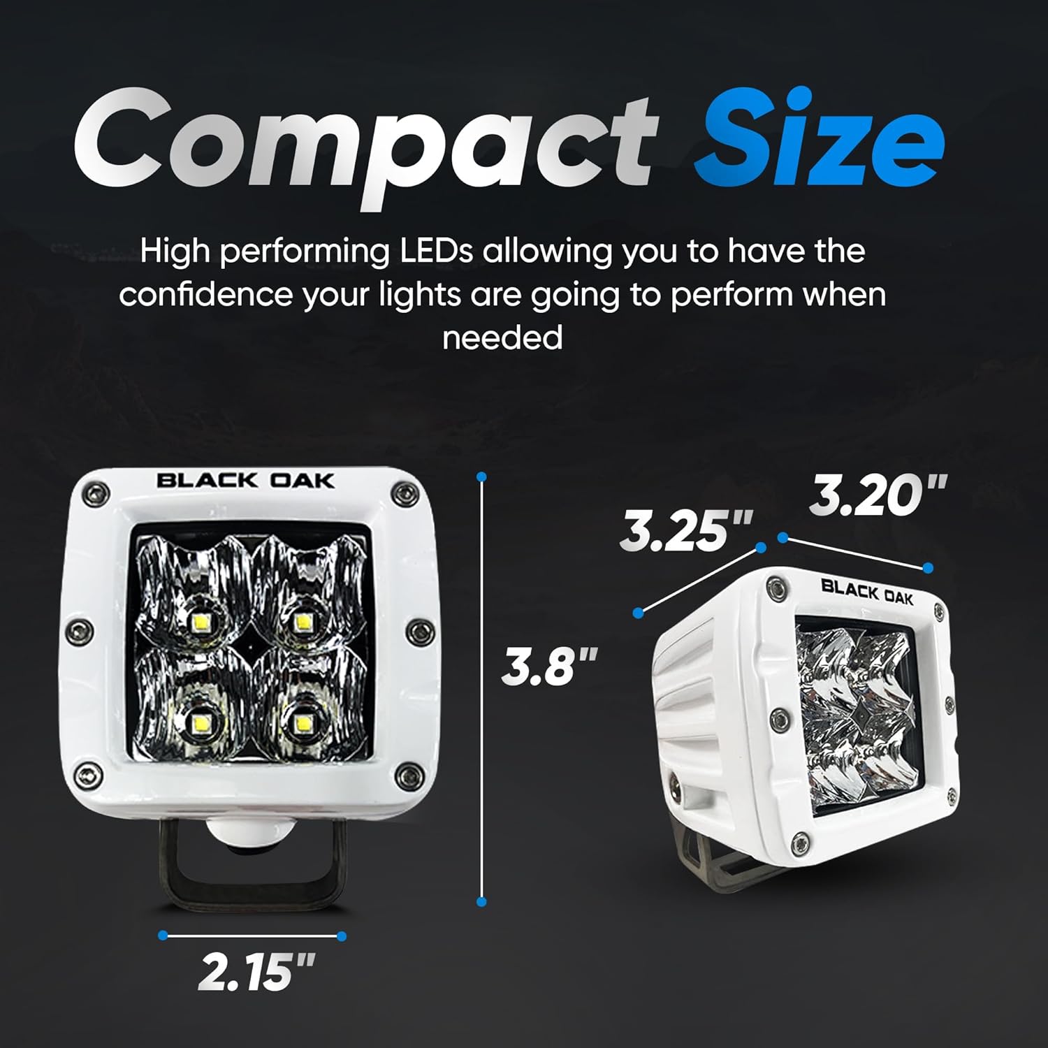Black Oak LED Pro Series 3.0 Marine 2 Inch POD Light: Flood 40W XM-L2 (1 Pack), Includes Brackets and Wiring Harness, Waterproof Lighting for Offroad Trucks, ATV, UTV, Boats