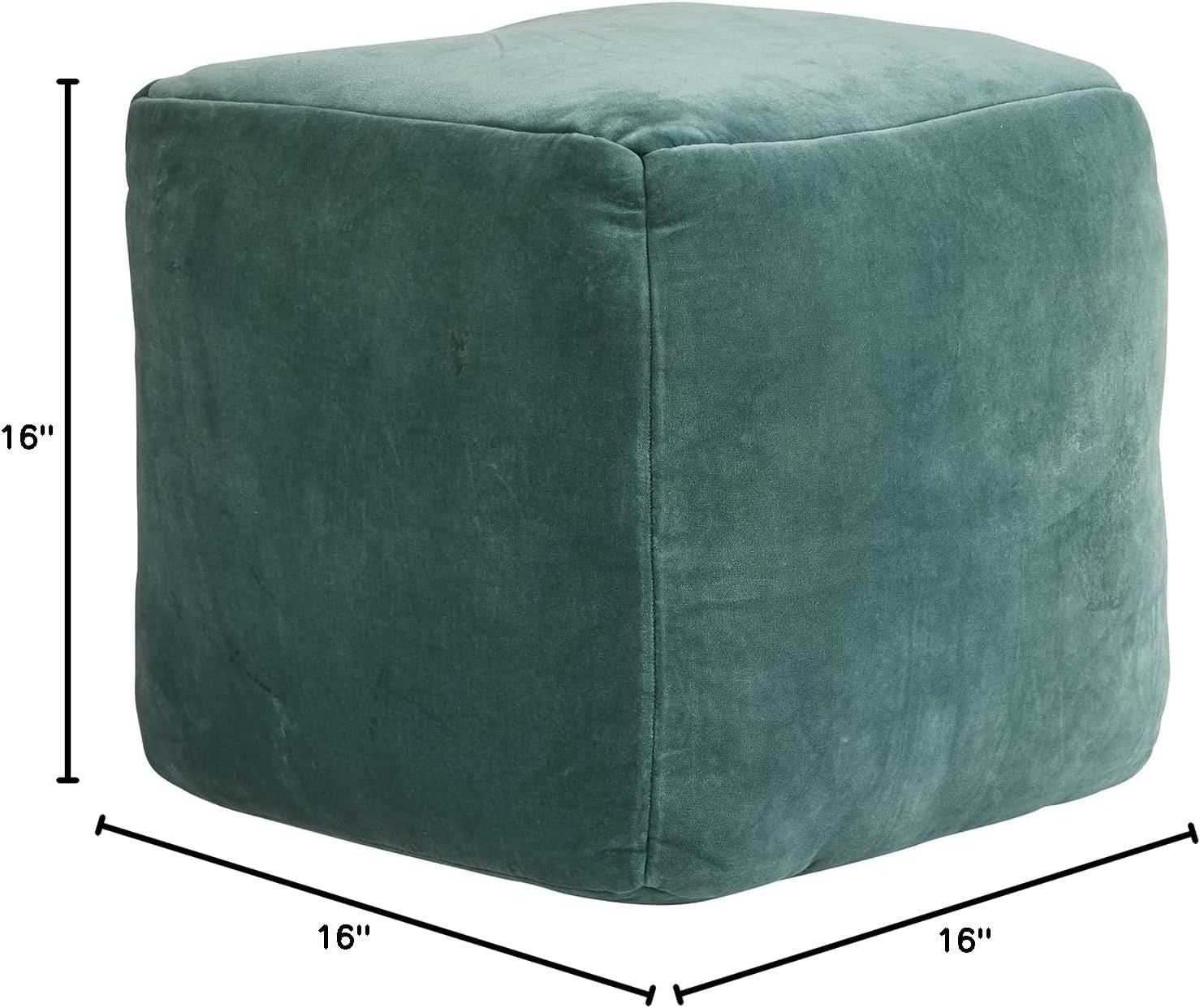 47th & Main Soft Velvet, Accent Pouf, Green