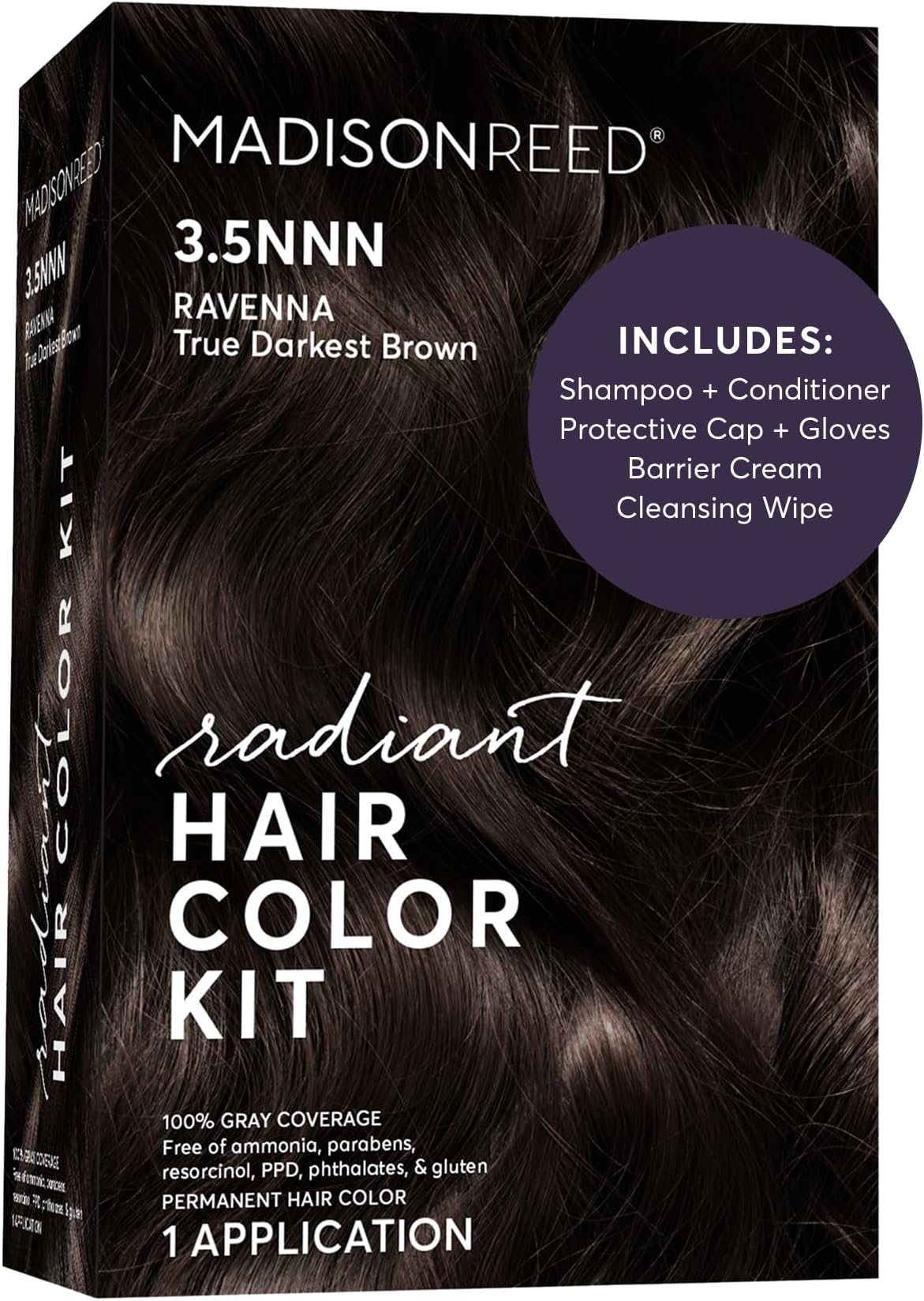 Madison Reed Radiant Hair Color Kit - 3.5NNN Darkest Brown-Black (Ravenna Brown), 100% Gray Hair Coverage Permanent Hair Dye for Resistant Grays | PPD-Free & Ammonia-Free, 1 Pack