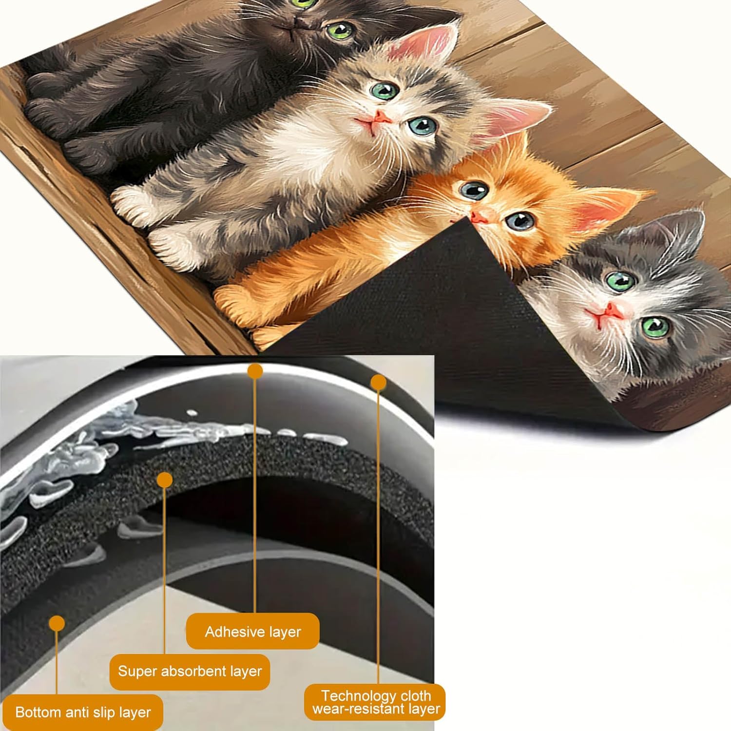 HOMETITUTE Four Cute Cats Stove Top Cover 28x20 Inch Diatomite Glass Stovetop Protector Mat Kitchen Decor Electric Stove Glass Top Cover Heat Resistant Flat Mat