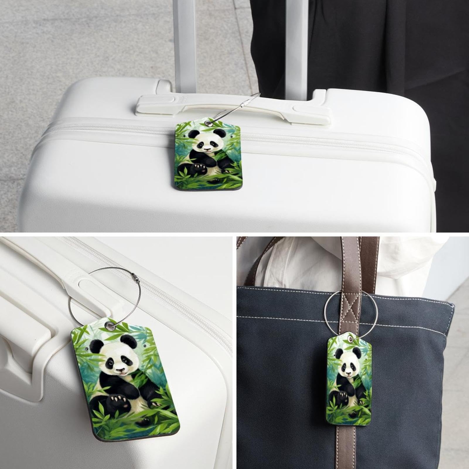 Lot De 4 étiquettes Bagages Panda Yueton - Identifiant Valise Mignon Pour Voyage