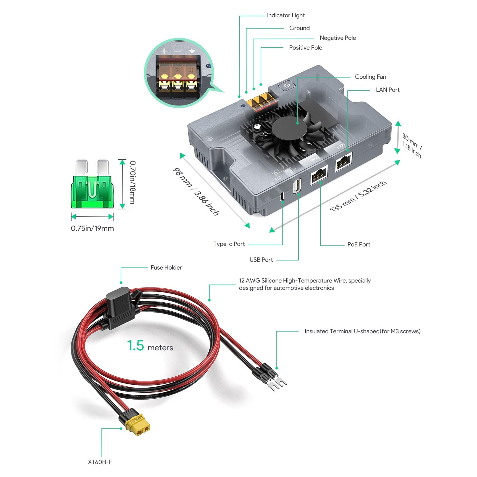 Iniettore PoE da 350 W con Ampia compatibilità e Design Duraturo per Dishy di Terza Generazione - Adattatore Power Over Ethernet per Aziende, con Interfacce USB A Tipo C