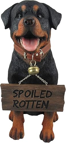 Miniatura 2 de Guardian of Love - Estatua de bienvenida de Buddy Rottweiler con letrero reversible, figura decorativa de perro para uso en interiores o exteriores,