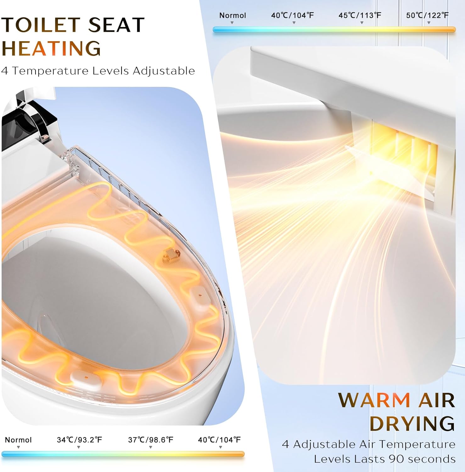 Smart Toilet, One Piece Toilet, Smart Toilet with Bidet Built In LED Display, Foot Sensor, Heated Bidet Seat, Blackout Flush, Warm Water and Dryer