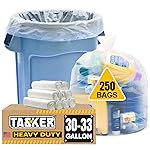 Tasker 30-33 Gallon Clear Trash Bags Heavy Duty (Mega ValuePack 250 Bags) Large Plastic Bags, Great for Recycling 30 Gallon - 32 Gallon - 35 Gallon. Clear Large Trash Bags