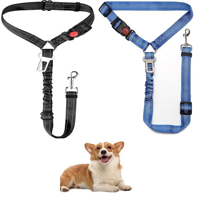 Cinturón de Seguridad para Perros,2 Piezas Cinturón de Seguridad Perros Ajustable con Correa Elástica…