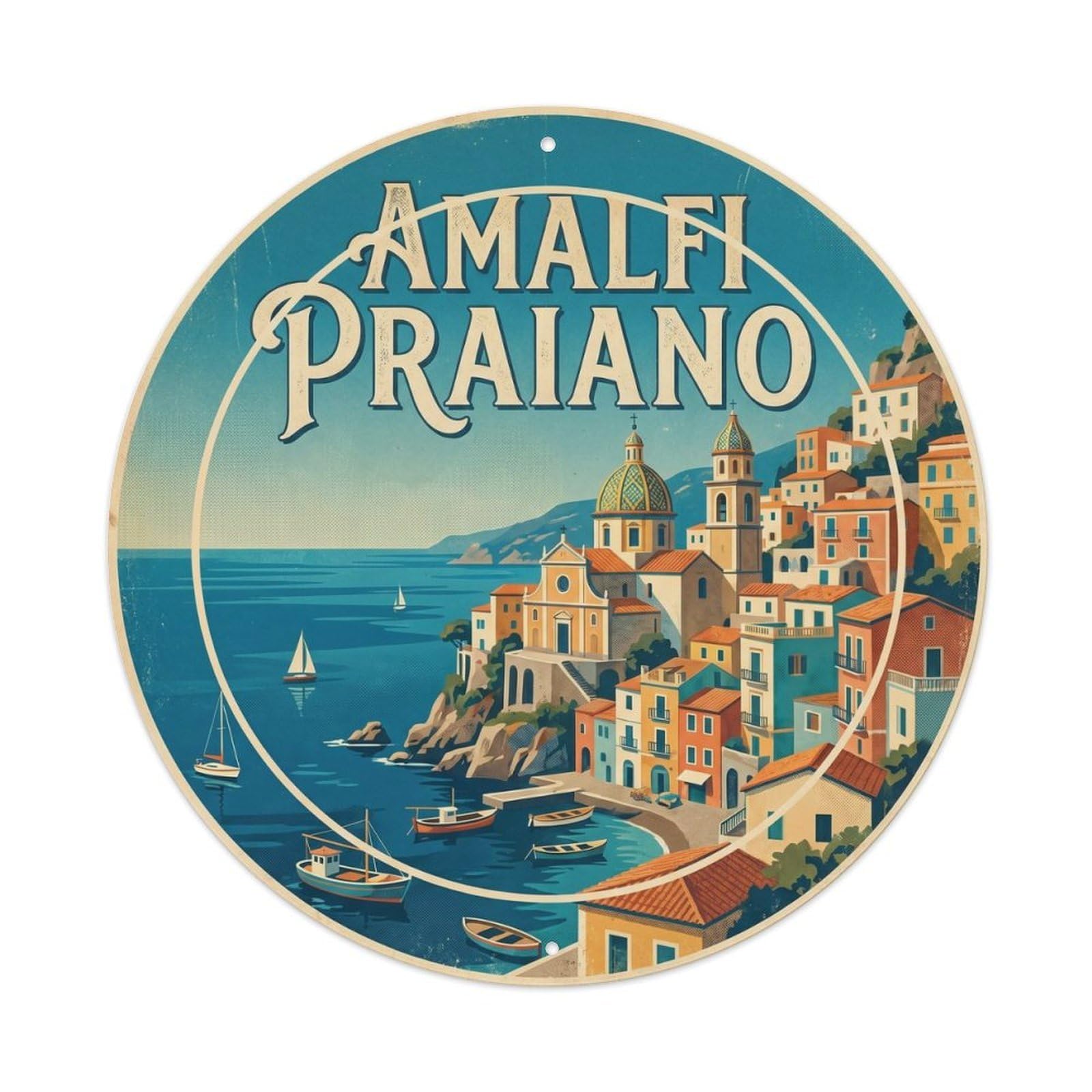 Amalfi Italy Praiano City Landmark Travel Classic Metal Tin Sign