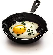 GOURMEX 6" Cast Iron Skillet Pan | Pre Seasoned Induction Cookware Cast Iron Pan, Indoor Grill Skillet, Egg Pan, Camping Cooking | Cast Iron Skillet (6")