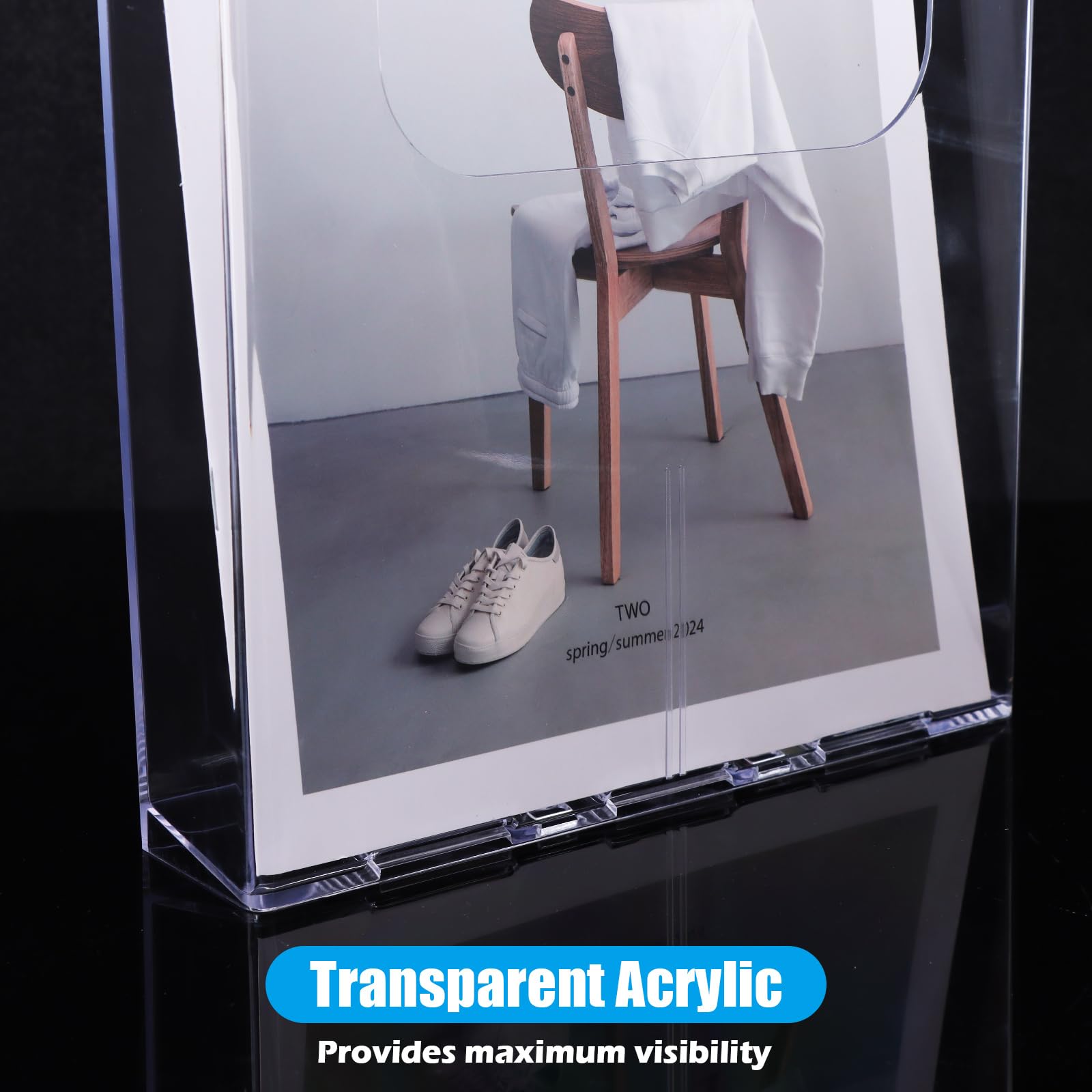 ASelected 2 Pack A4 Wall Mounted Magazine File Holder Portrait Literature Stands for Display Crystal Clear Acrylic Literature Stand Dispenser for Leaflet Brochure - Image 4