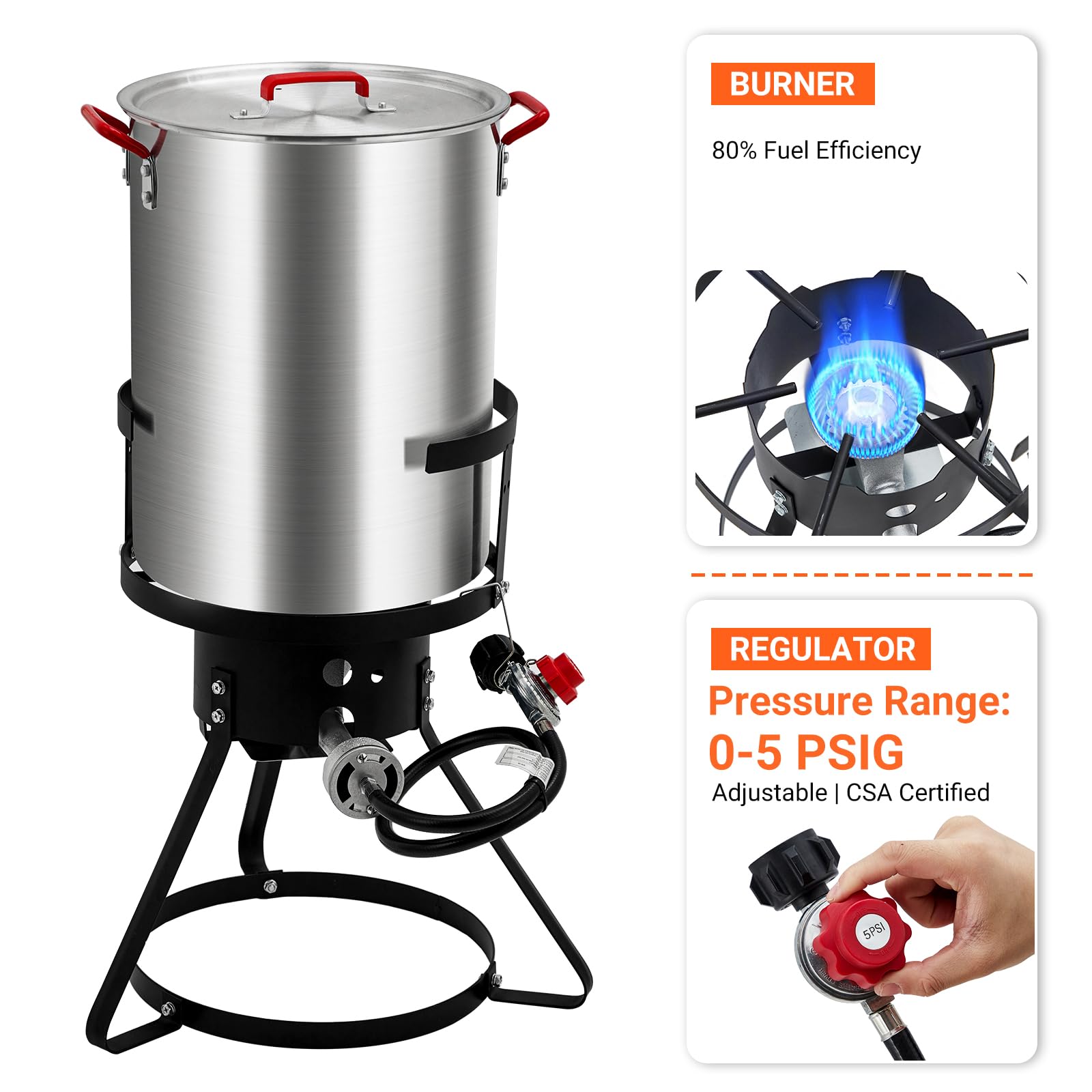 Garvee Truthahn Fritteuse 30L Mit Gasbrenner – Outdoor BBQ Set, Aluminium