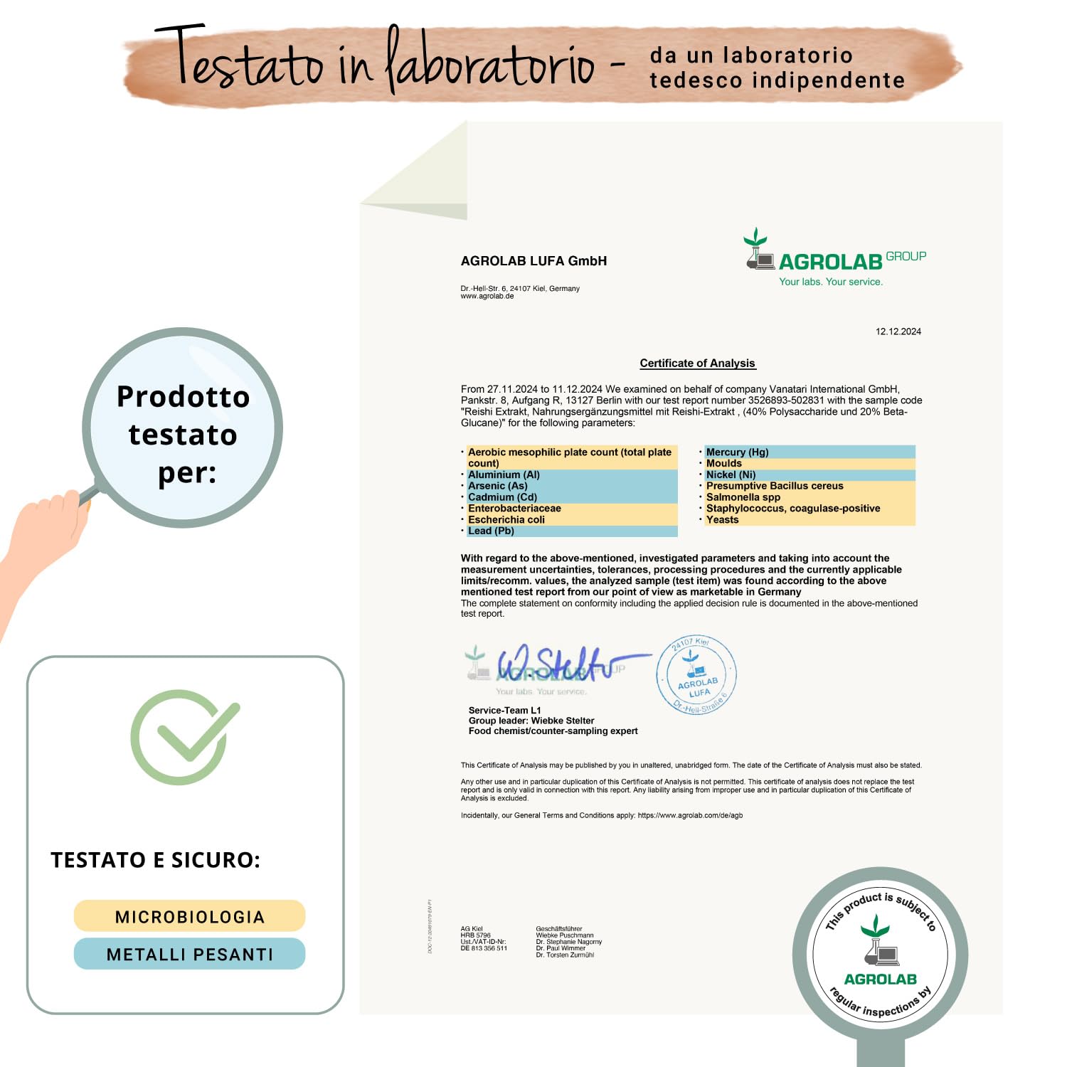 REISHI Vegavero | 27.300 mg (14:1) | con 40% Polisaccaridi + 20% Beta Glucani | Ganoderma Lucidum Puro | Analisi di Laboratorio | 120 capsule | Vegan