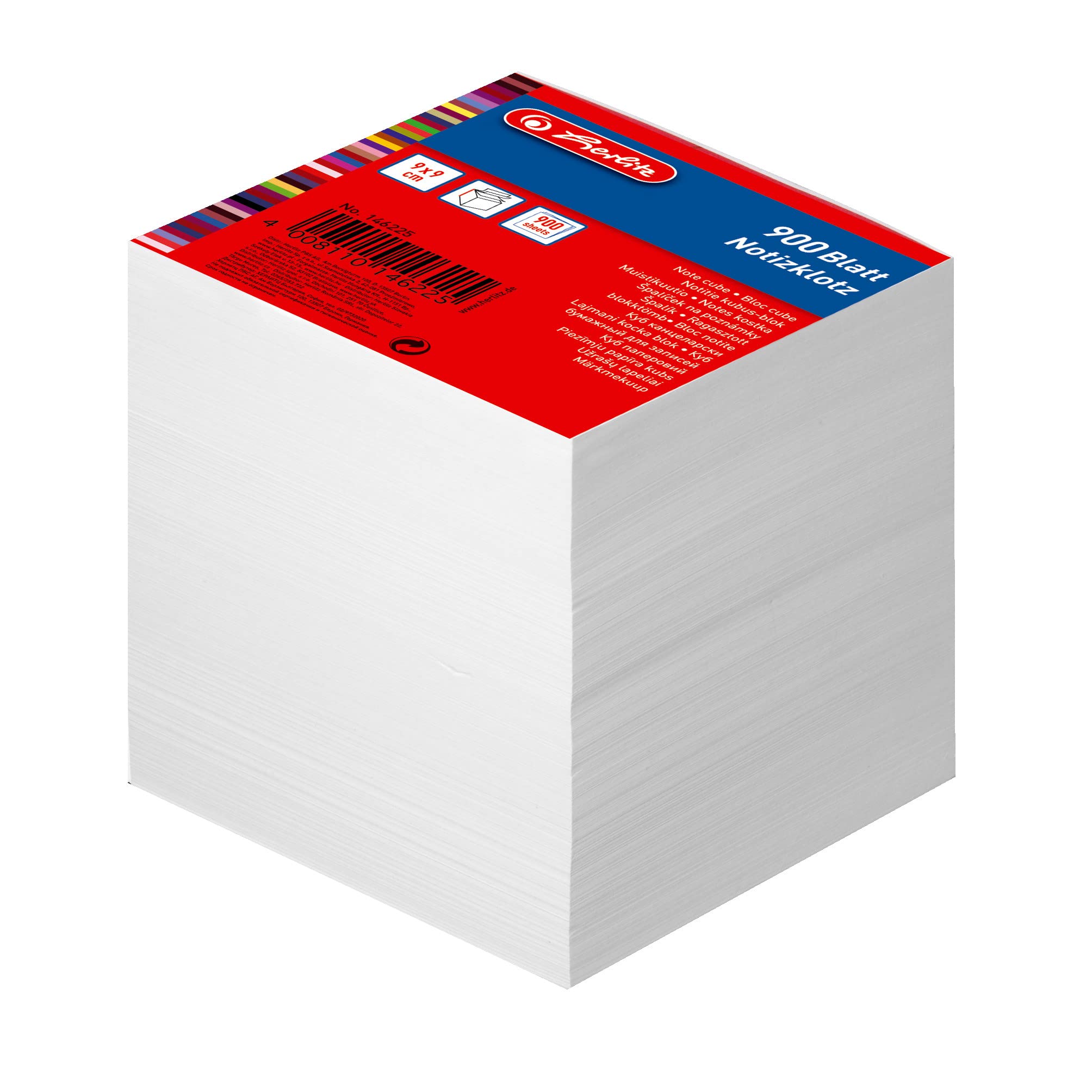 Herlitz Notizklötze geleimt 9x9x9 cm Weiß Blanko Notizzettel 700 Blatt
