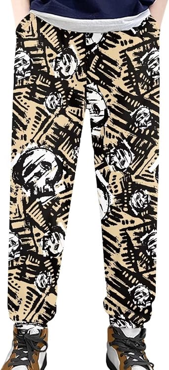 Boys Skull Pattern Pants Kids 3D Print Joggers Sports Sweatpants with Pockets Size 4-15T