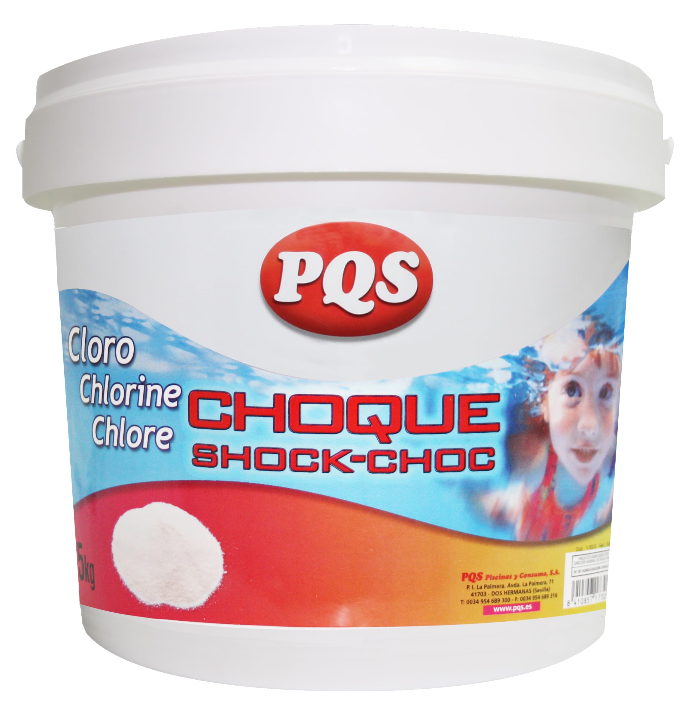 PQS Cloro Choque Granulado 5 kg – Tratamiento de Choque para Piscinas – Dicloroisocianurato Sódico – Disolución Rápida – Recuperación de Agua Verde o Turbia – Uso en Piscinas