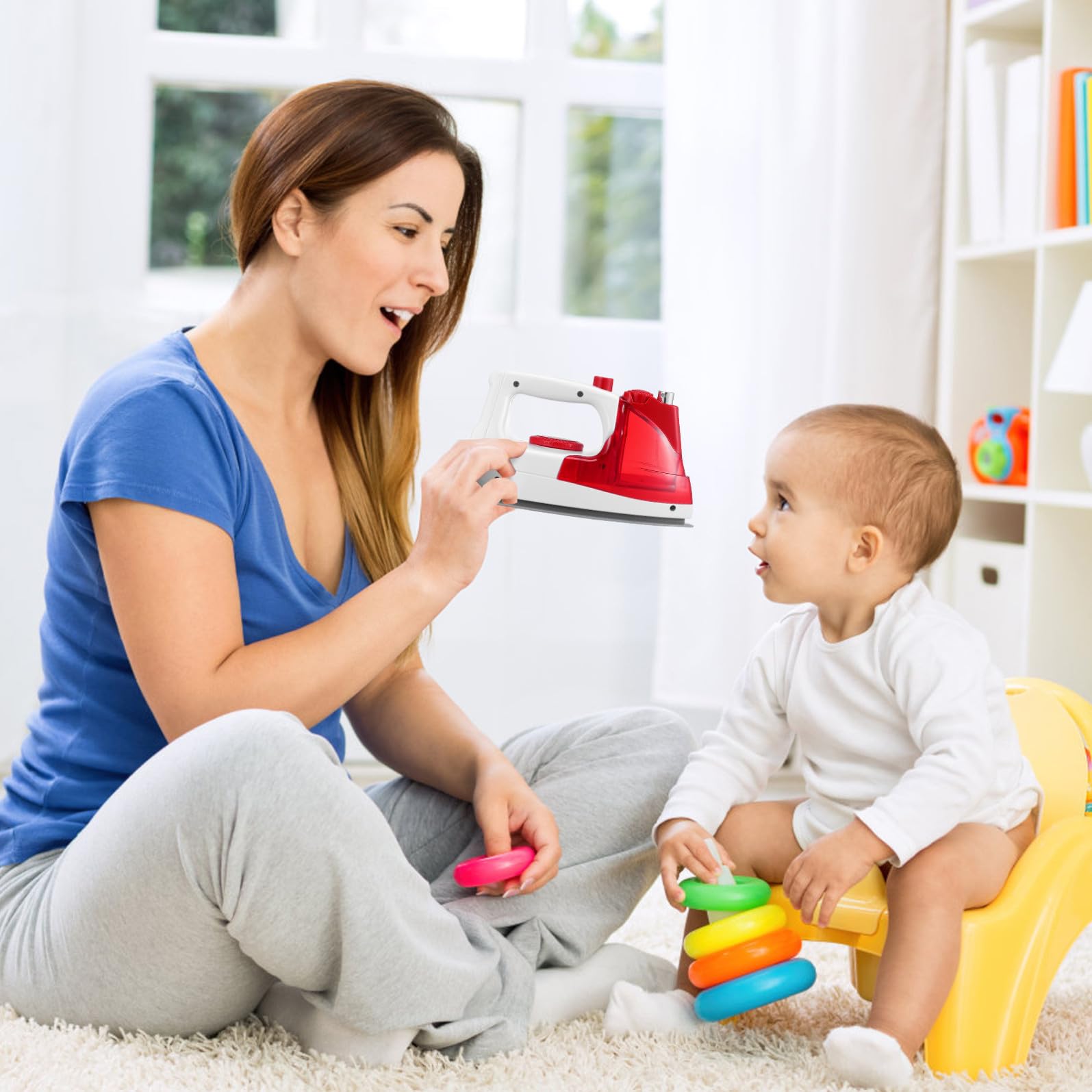 Juguete de Plancha Eléctrica de Imitación Roja para Niños, Material Abs, Diseño Adorable y Creativo para Desarrollar Habilidades y Aprendizaje