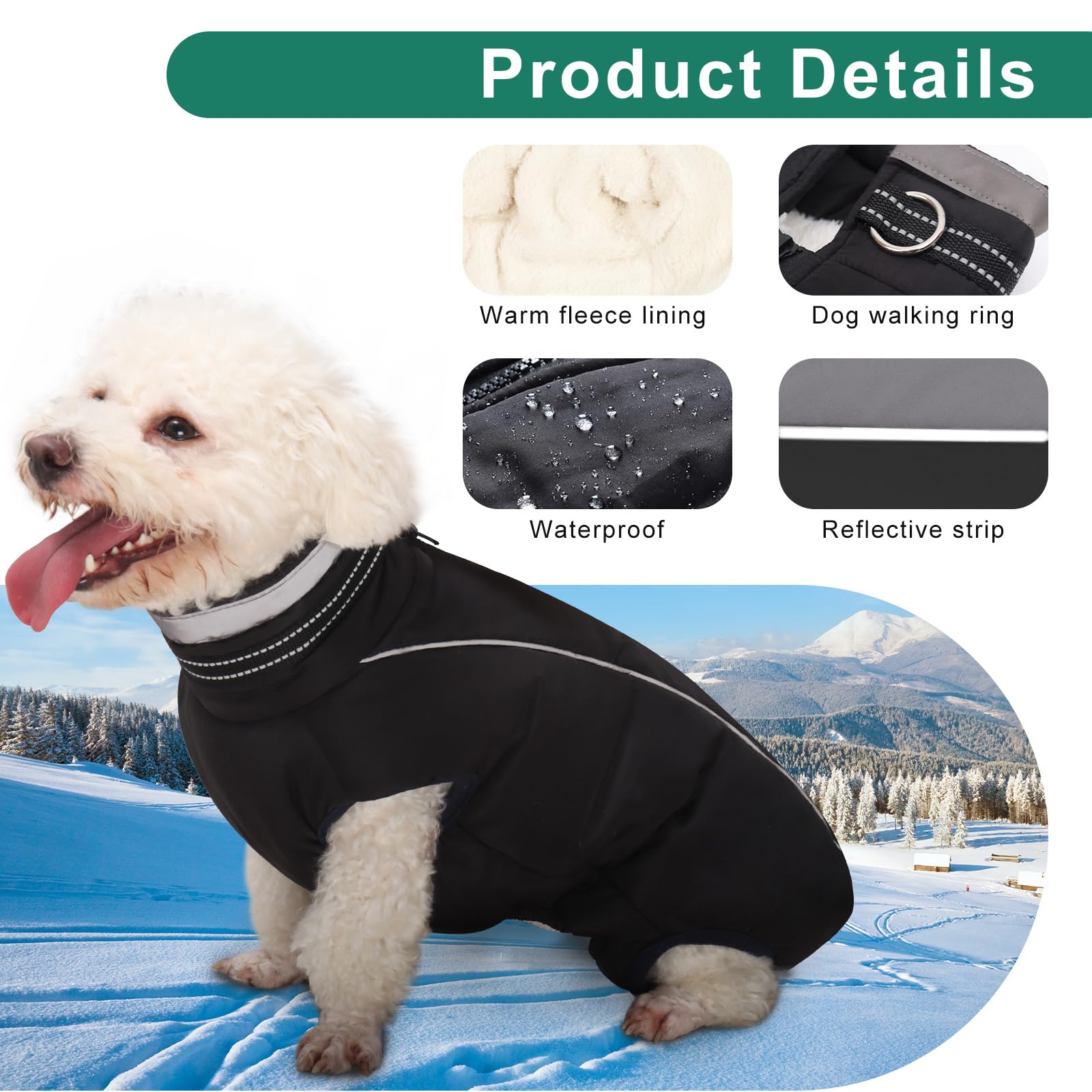 JULY'S SONG Giacca per cani foderata in pile, in cotone senza maniche, con cinturino sul petto, con strisce riflettenti, design caldo, abbigliamento per cani per l'inverno e l'autunno