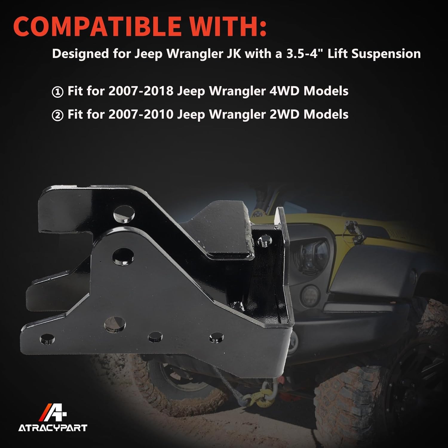 Front Track Bar Bracket Compatible with 2007-2018 Jeep Wrangler with 3.5-4" Lift,1118