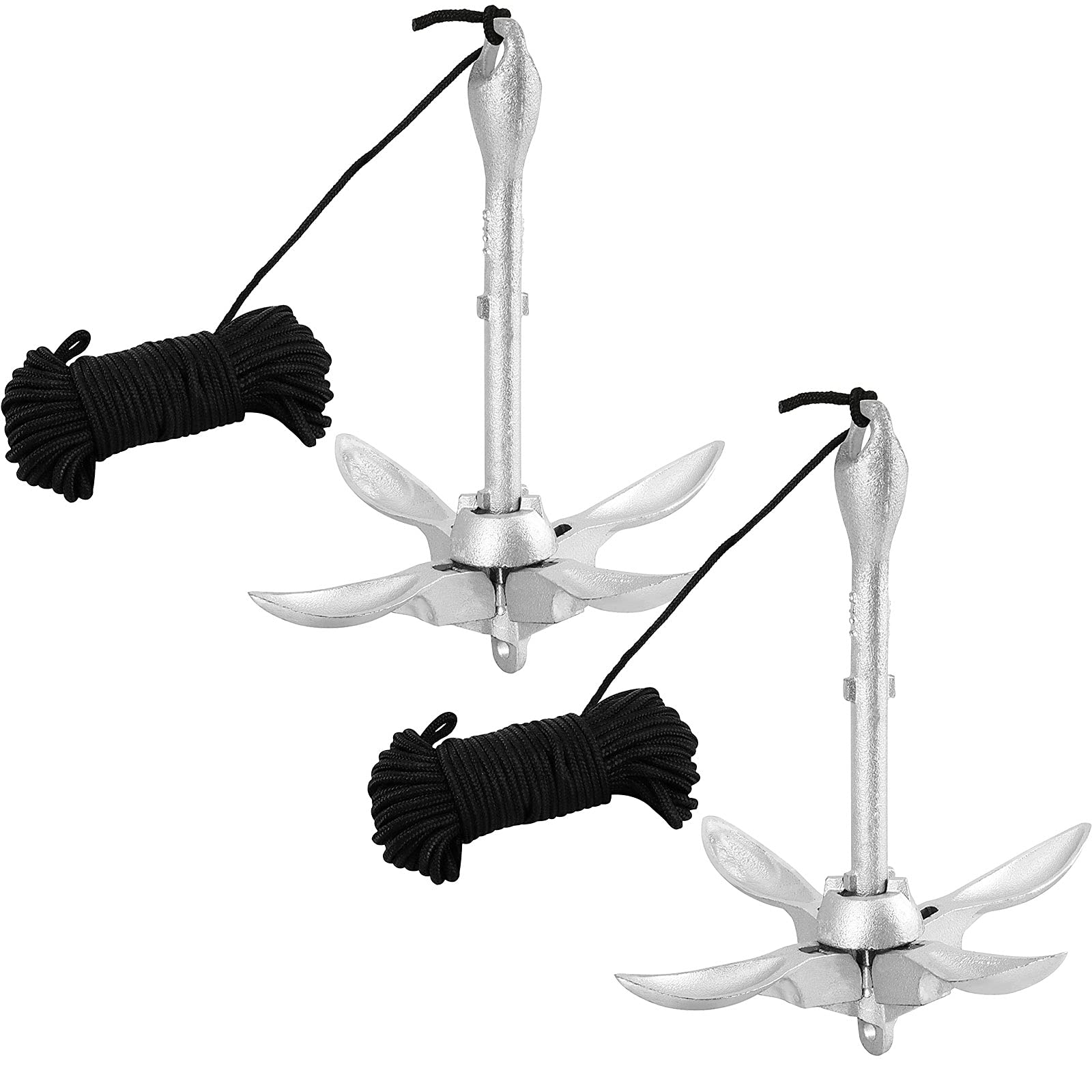 SEUNMUK 2 Pack Kayak Anchor kit 3.5 lb Folding Anchor with 65ft Rope, Grapnel Anchor Kit, Accessories for Fishing Kayaks, Canoe, Jet Ski, SUP Paddle Board and Small Boats