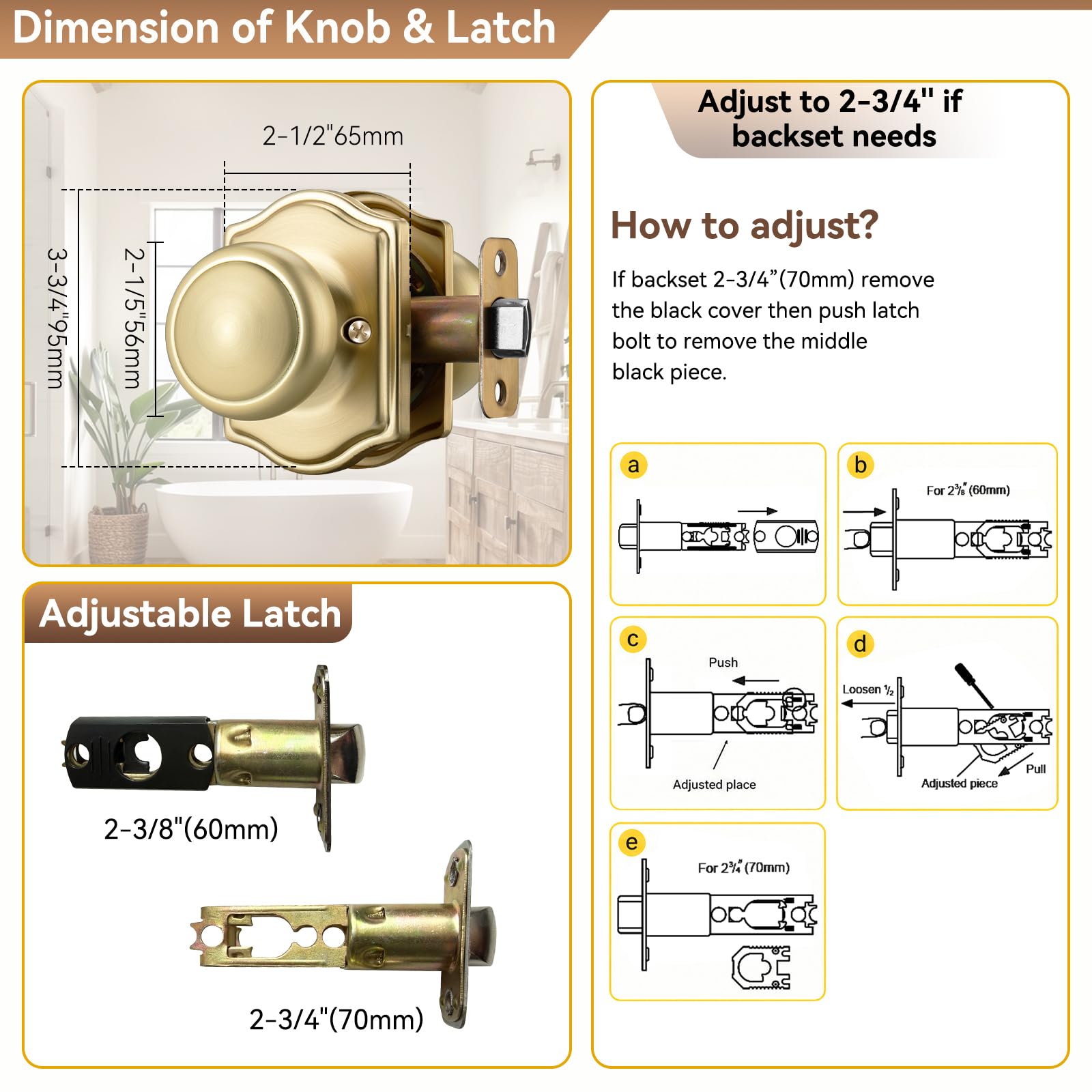 Gold Camelot Door Knobs - 6 Pack -2 Gold Camelot Door Knobs - 6 Pack -2