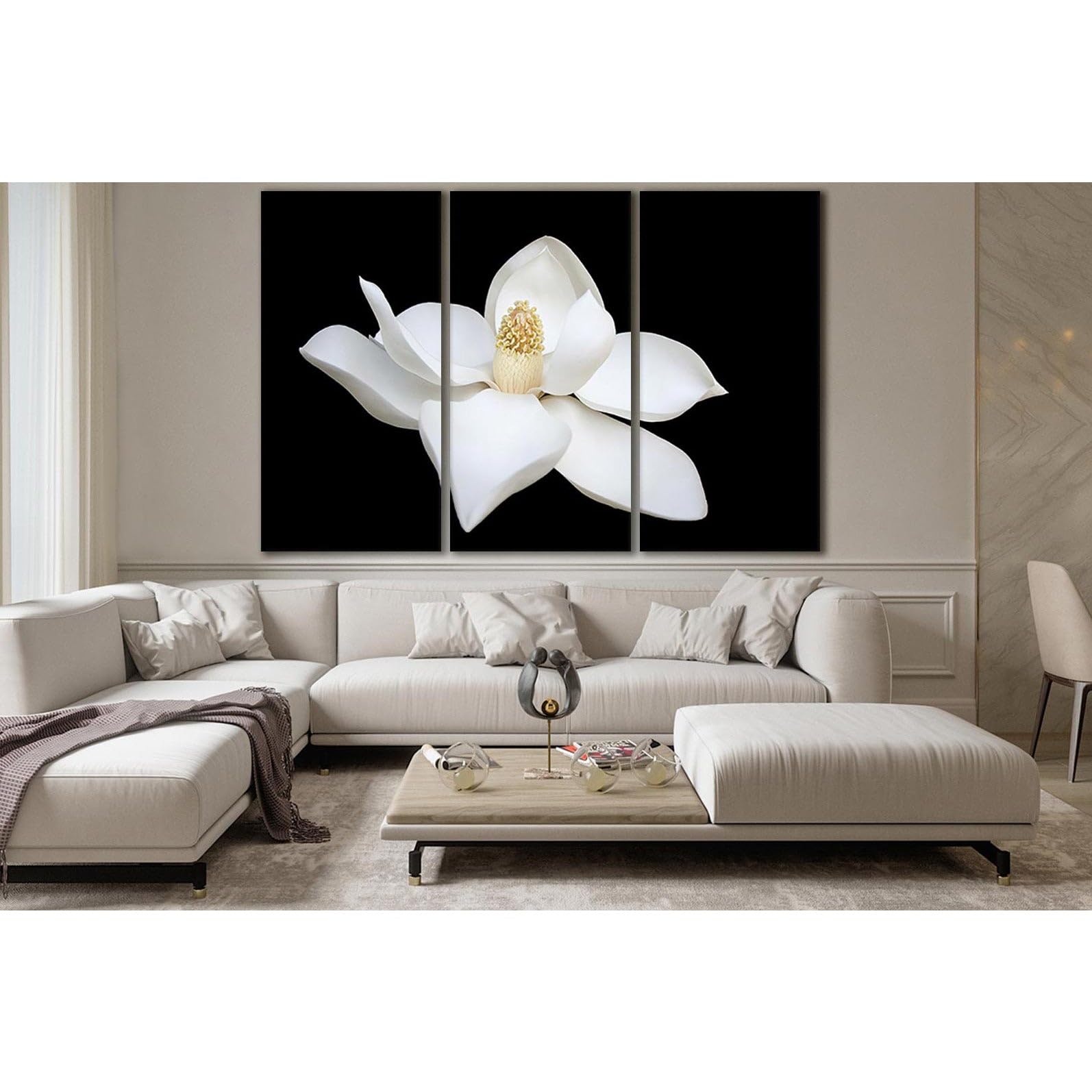 Lienzo de magnolia cuadro horizontal negro ZELLART WTD SL688 140x90cm