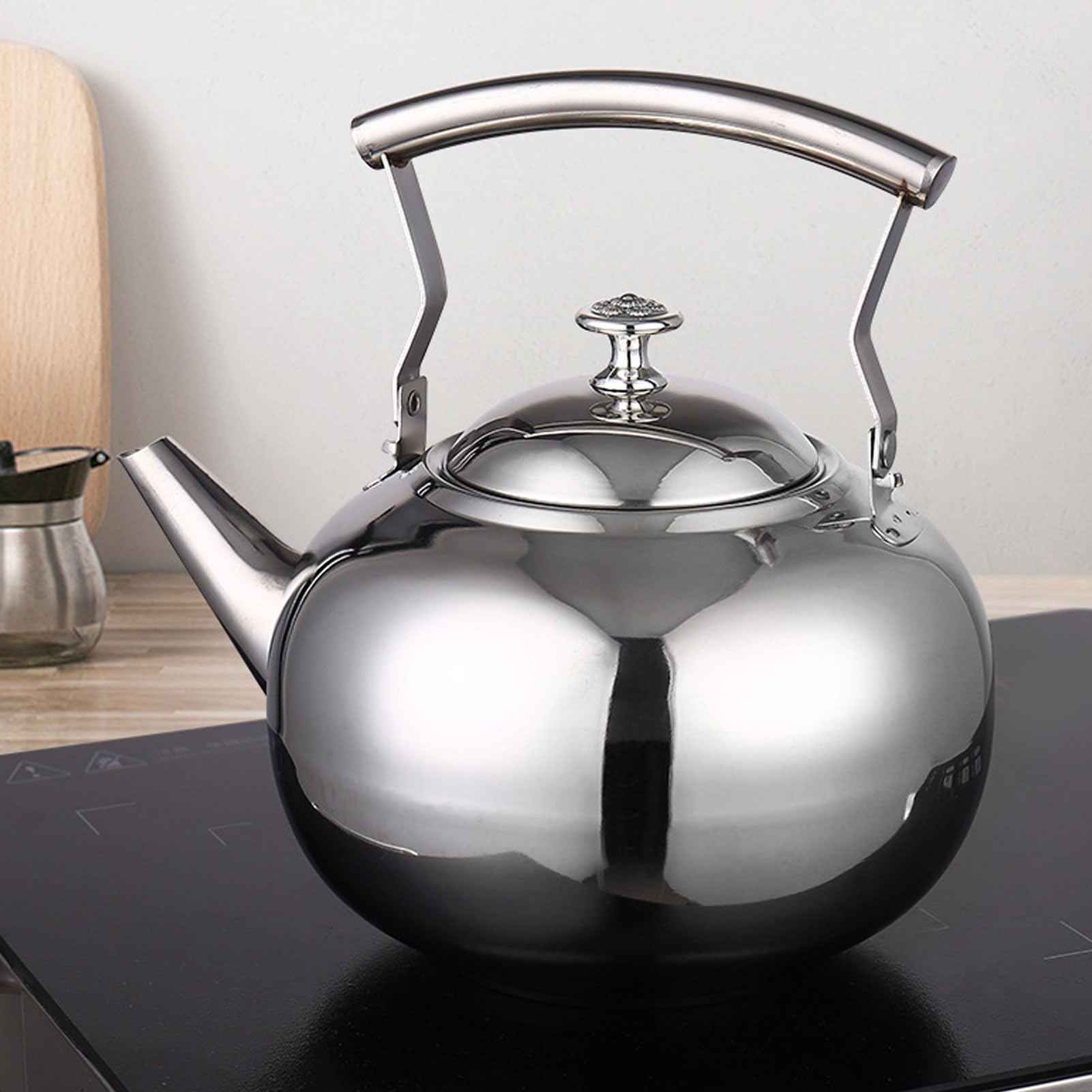 Stainless Steel Tea with a Fine Filter, Safe Lid Design, Precise Constructed Spout, Multi purpose Stove for At Home Camping (1.5L/1500ml)