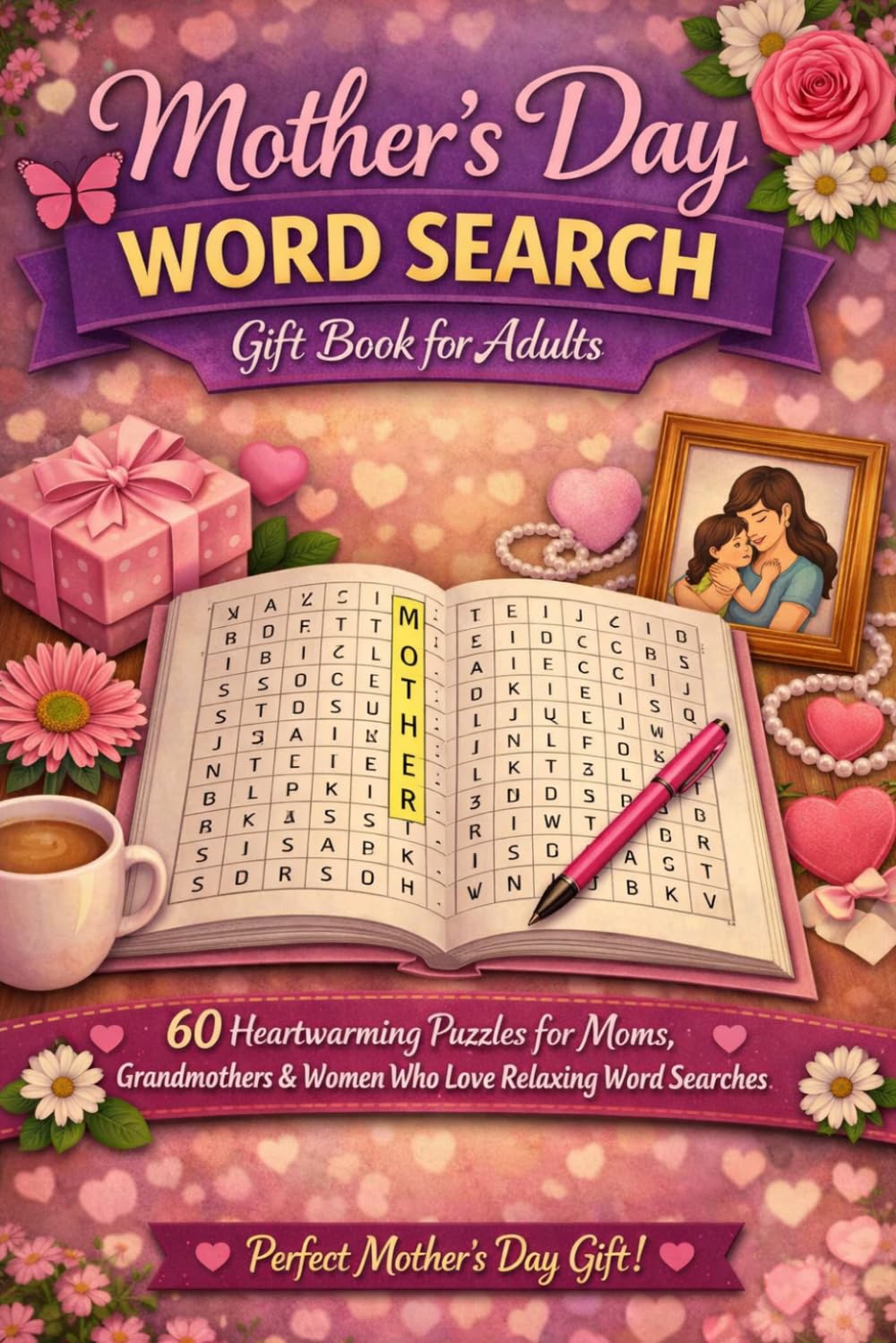 Mother’s Day Word Search Gift Book for Adults: 60 Heartwarming Puzzles for Moms, Grandmothers & Women Who Love Relaxing Word Searches | Perfect Mother’s Day Gift