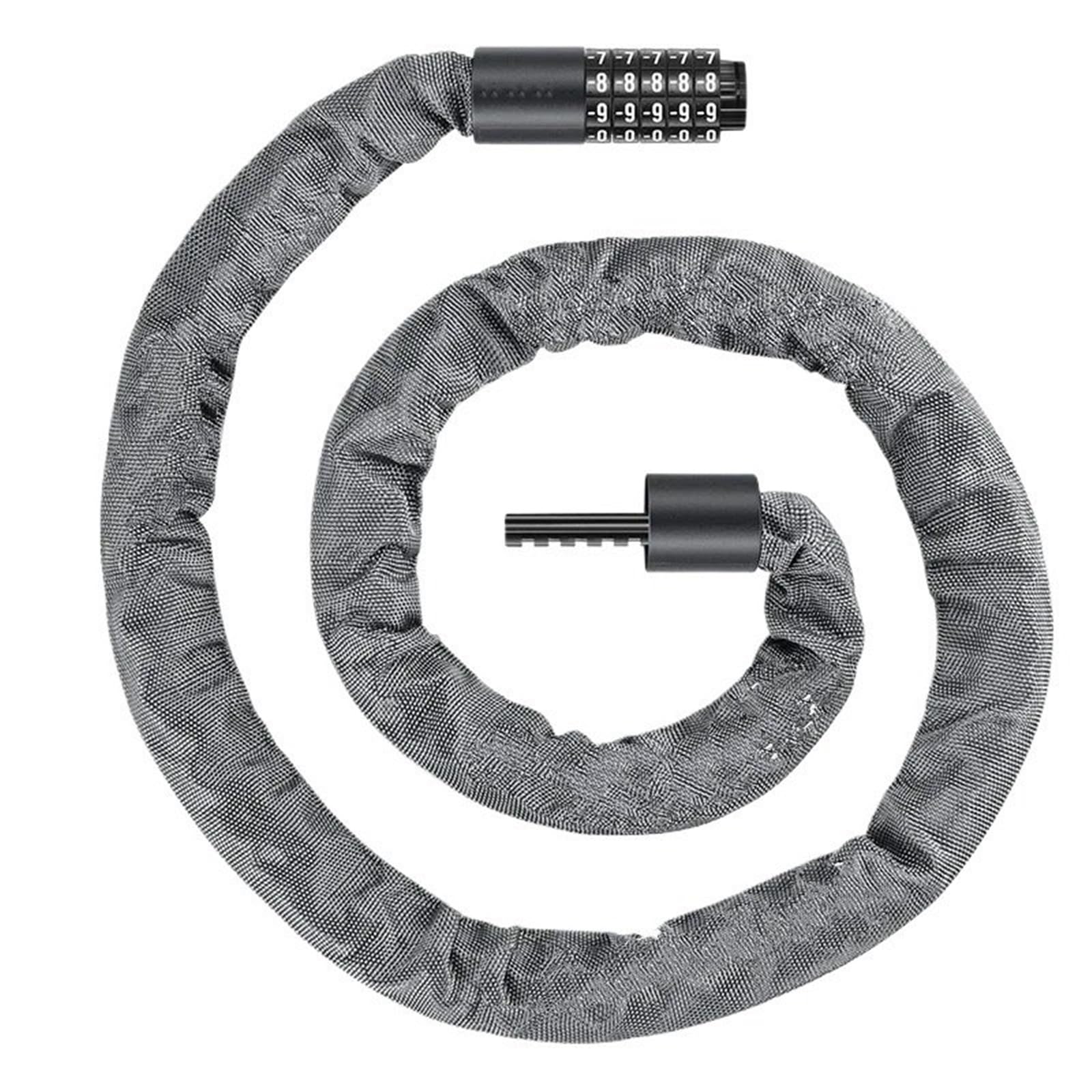 Motorcycle Handlebar Lock Bicycle Chain Code Lock Safety 5 Digit Combination Anti-Theft Motorcycle E-Bike Accessories Motorbike Lock Security(Gray 150cm)