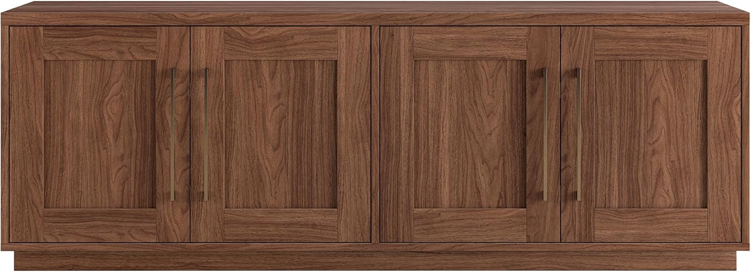 Henn&Hart TV Stand for TVs up to 75'' with 2 Concealed Storage Cabinets and Adjustable Shelves for Living Room, Family Room, or Office, Medium Walnut