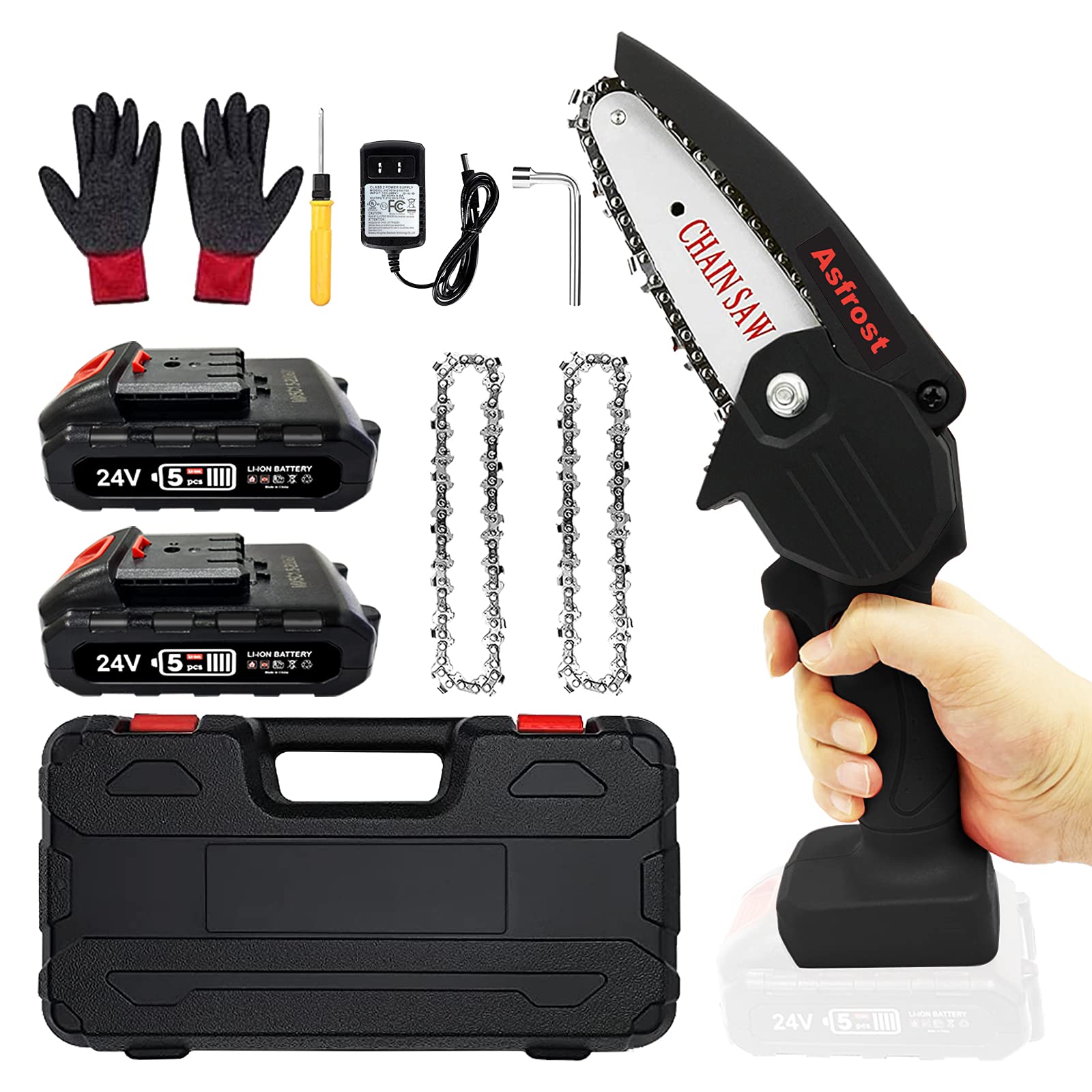 Buy Mini Chainsaw Cordless, 24v Electric Battery Powered Chain Saw, AsFrost 4 Inch OneHand