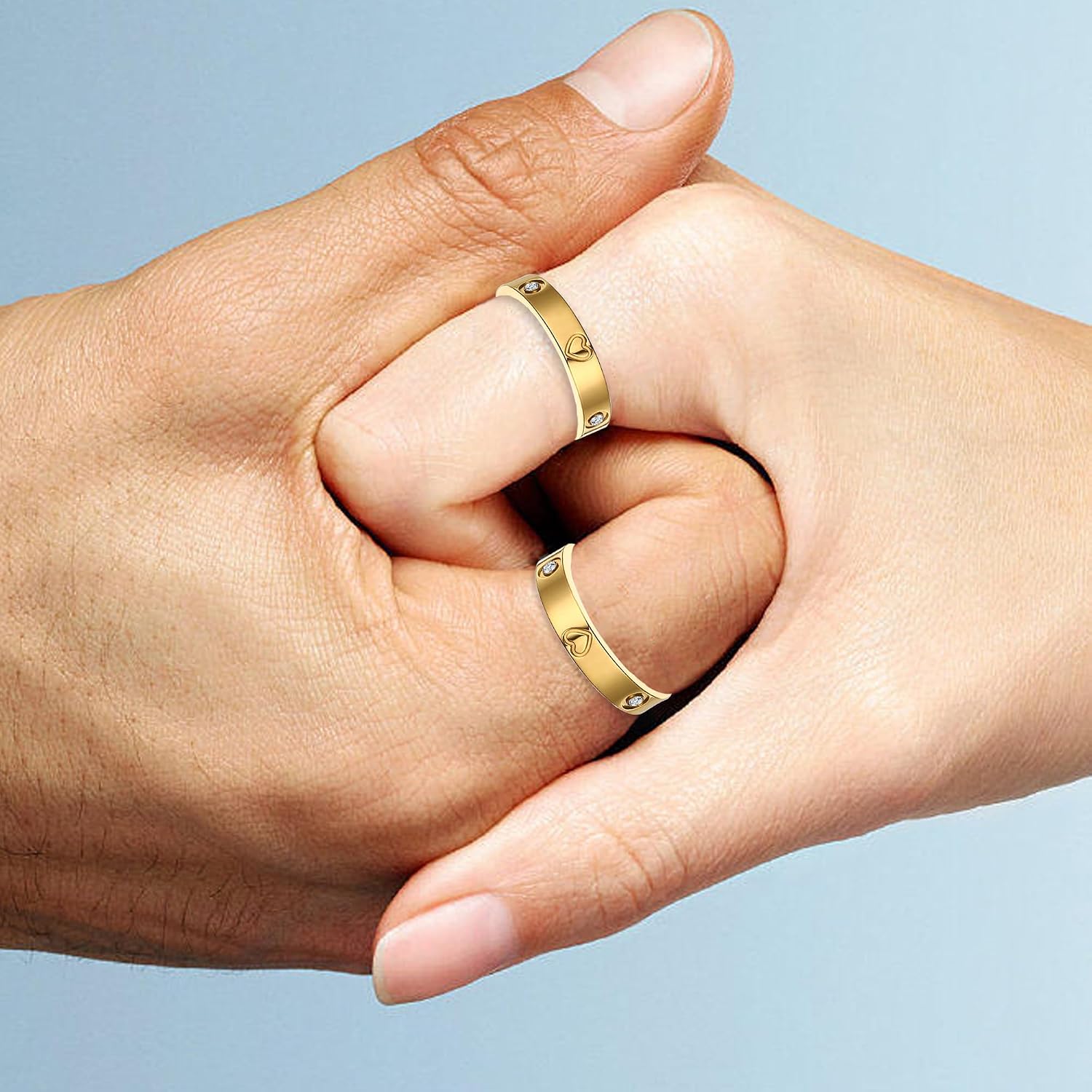 3PCS Gold Rings Set for Women 18K Love Friendship Stainless Steel Ring Cubic Zirconia Wedding Statement Thumb Ring Bands