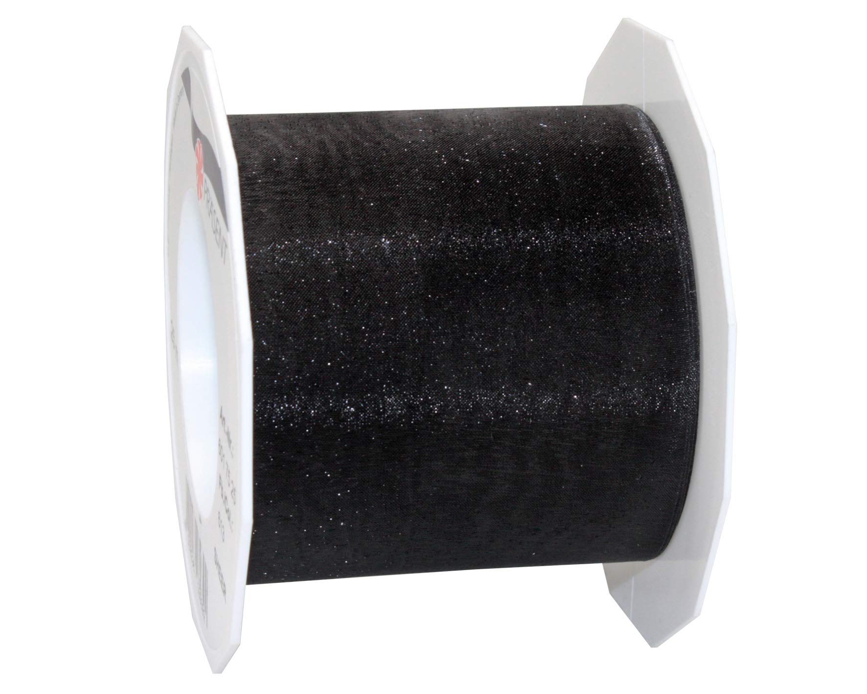 Präsent Organza Ribbon, Polyester, Black, 72mm-25m