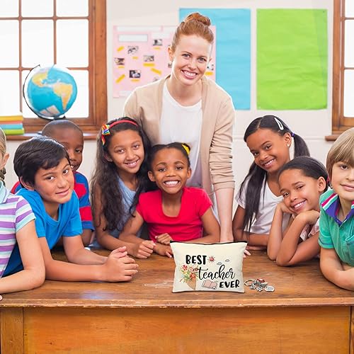 Miniatura 6 de Fumete Juego de regalos de agradecimiento para profesores para mujeres, bolsa de maquillaje con inicial, llavero para regalo de graduación