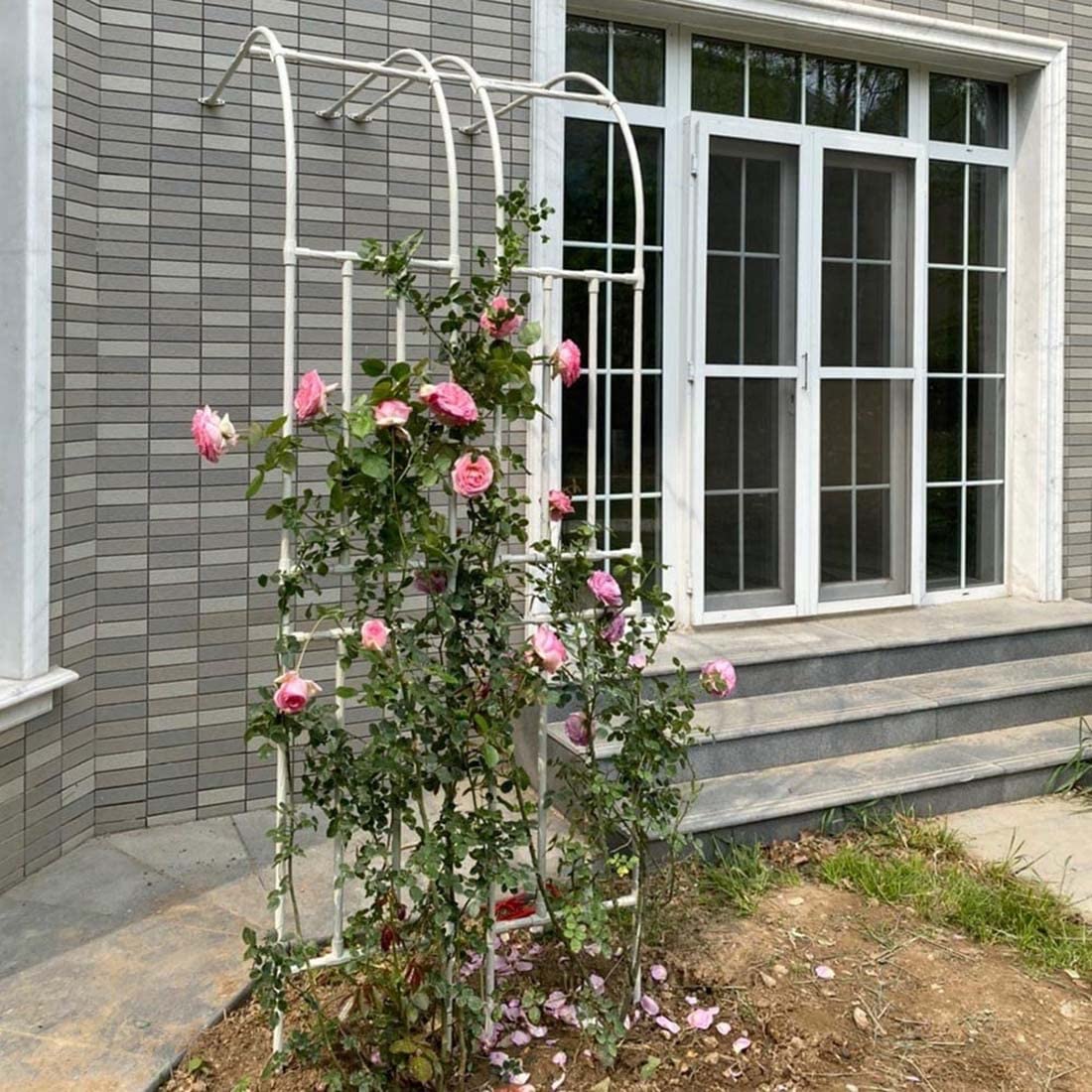 Arco de metal de 40 cm para plantas trepadoras y rosas, enrejado de jardín para rosas, soporte de plantas al aire libre, accesorios de jardín
