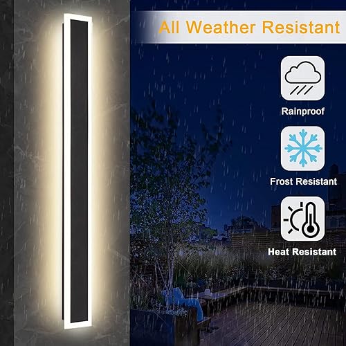 Miniatura 3 de Luces de pared LED de 23.6 pulgadas de largo, 18 W, impermeable, IP65, blanco cálido, 120 V, lámpara LED de montaje en pared, acrílico negro, luces