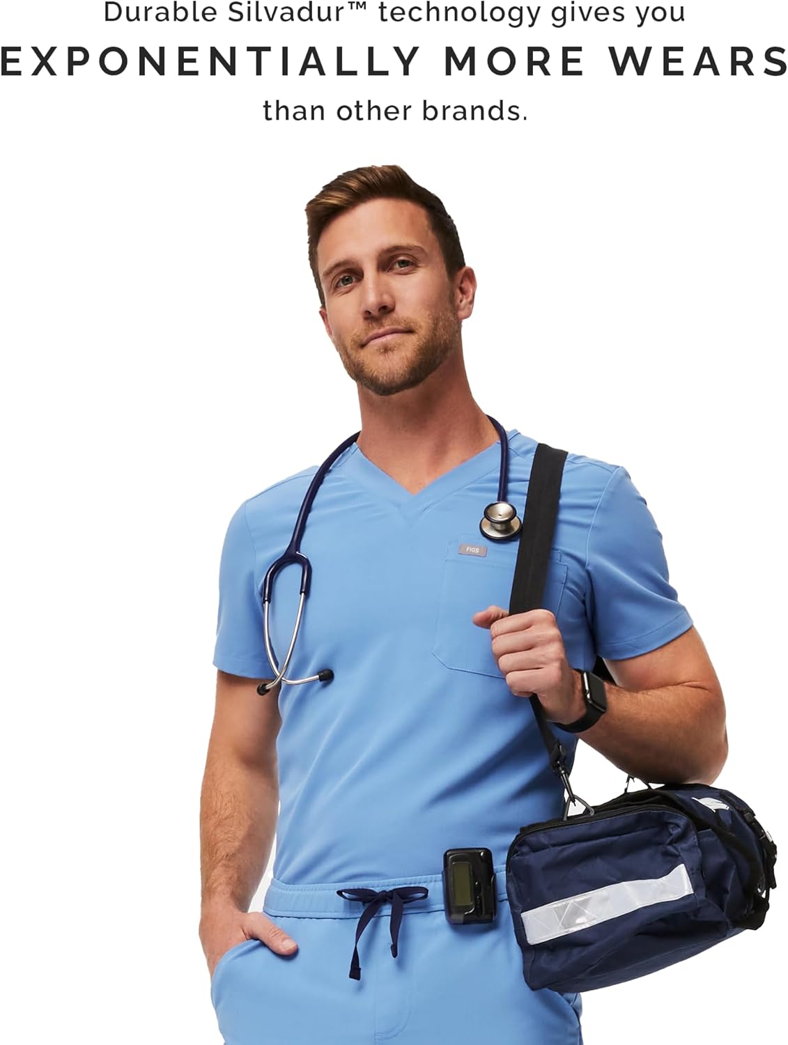 FIGS Leon Scrub Top for Men – 3 Pockets, Tailored Fit, Modern V-Neck, 4-Way Stretch, Moisture-Wicking - Image 5