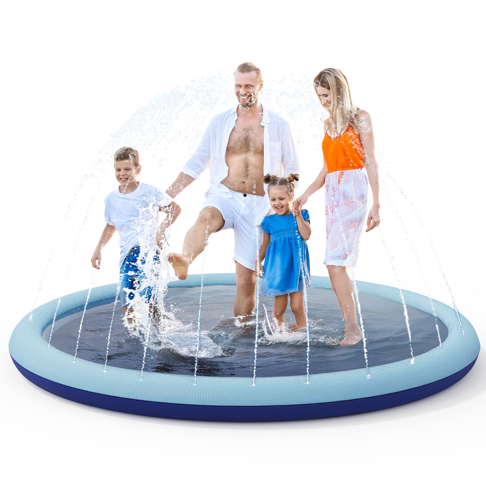 COMMOUDS Splash Pad for Kids and Dogs, Thickened Kiddie Sprinkler Pool