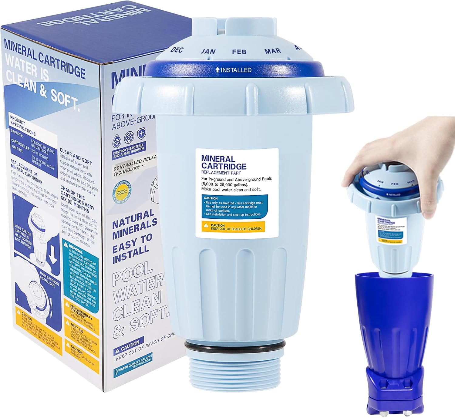 Replacement for Nature2 Express Mineral Cartridge W28175 for Pool Sanitizers, for In-Ground & above-Ground Pools up to 30,000 Gallons, Replace for W28175, W20171, W20080, W26775