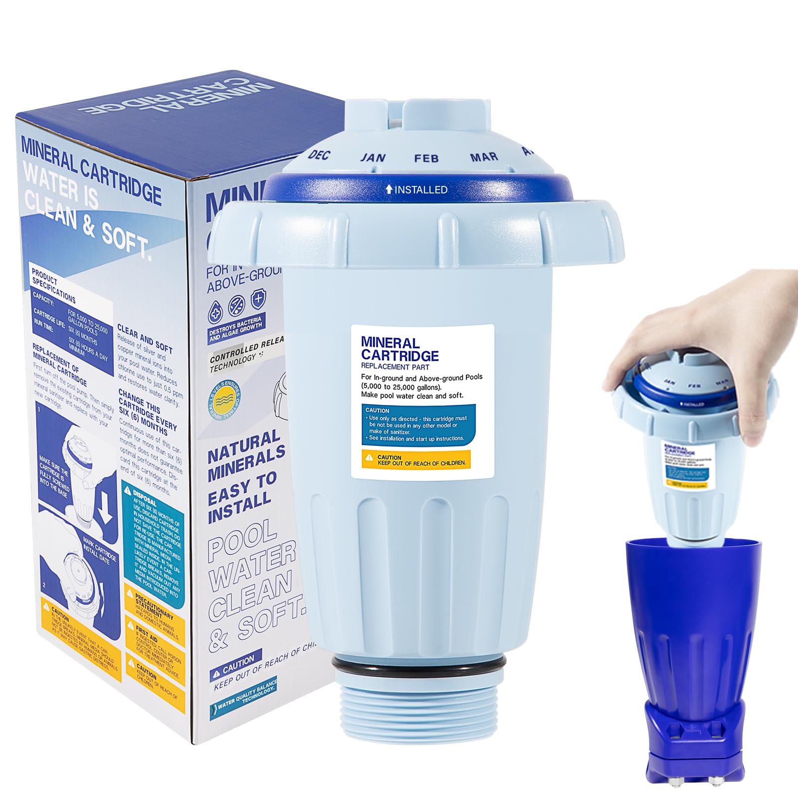 Replacement for Nature2 Express Mineral Cartridge W28175 for Pool Sanitizers, for In-Ground & above-Ground Pools up to 30,000 Gallons, Replace for