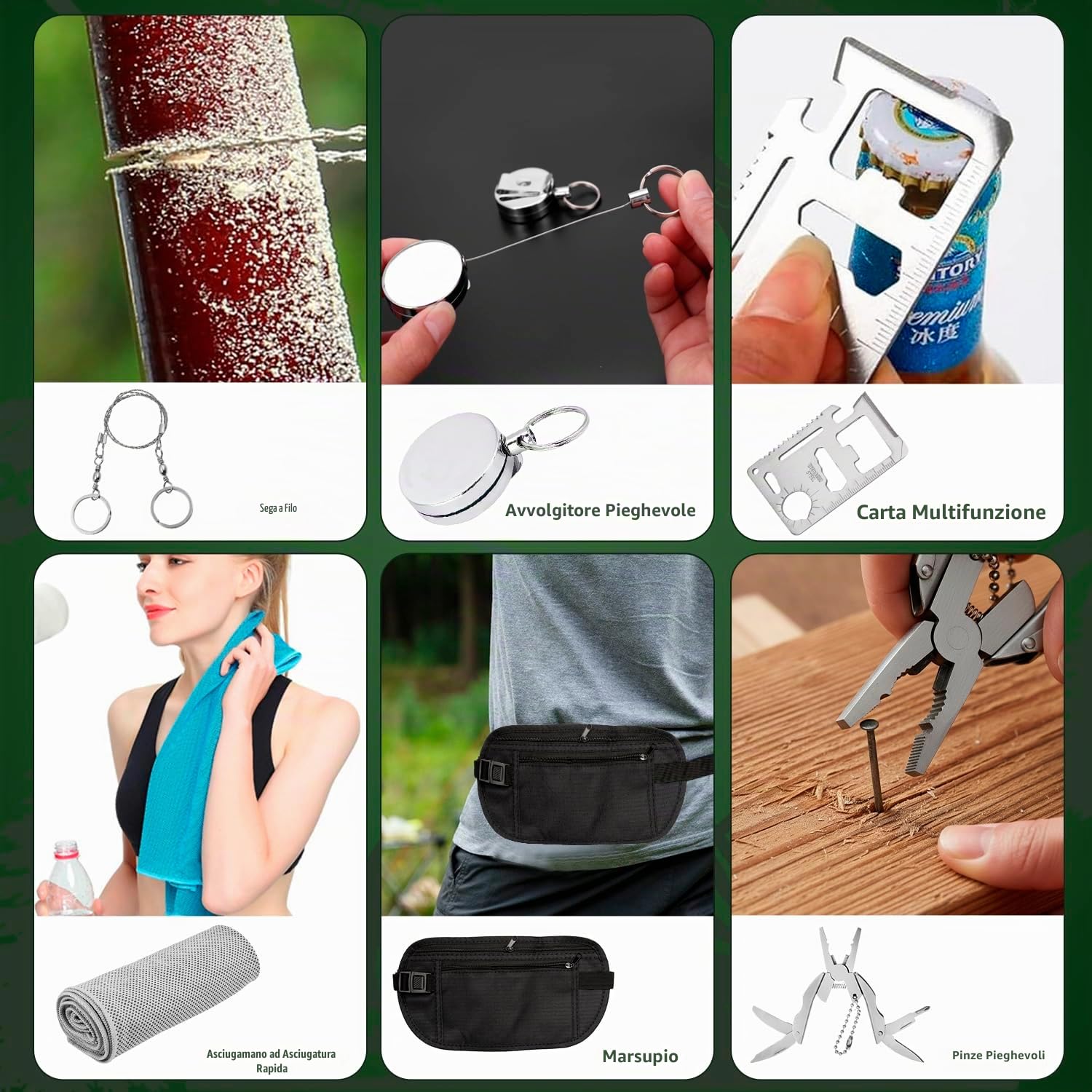 Calendario Avvento 2025 Uomo, 24pcs Kit Sopravvivenza Campeggio, Bushcraft Survival Accessori con Coperta Termica e Fischio, Regali di Natale Calendario dell Avvento per Adulti e Adolescenti
