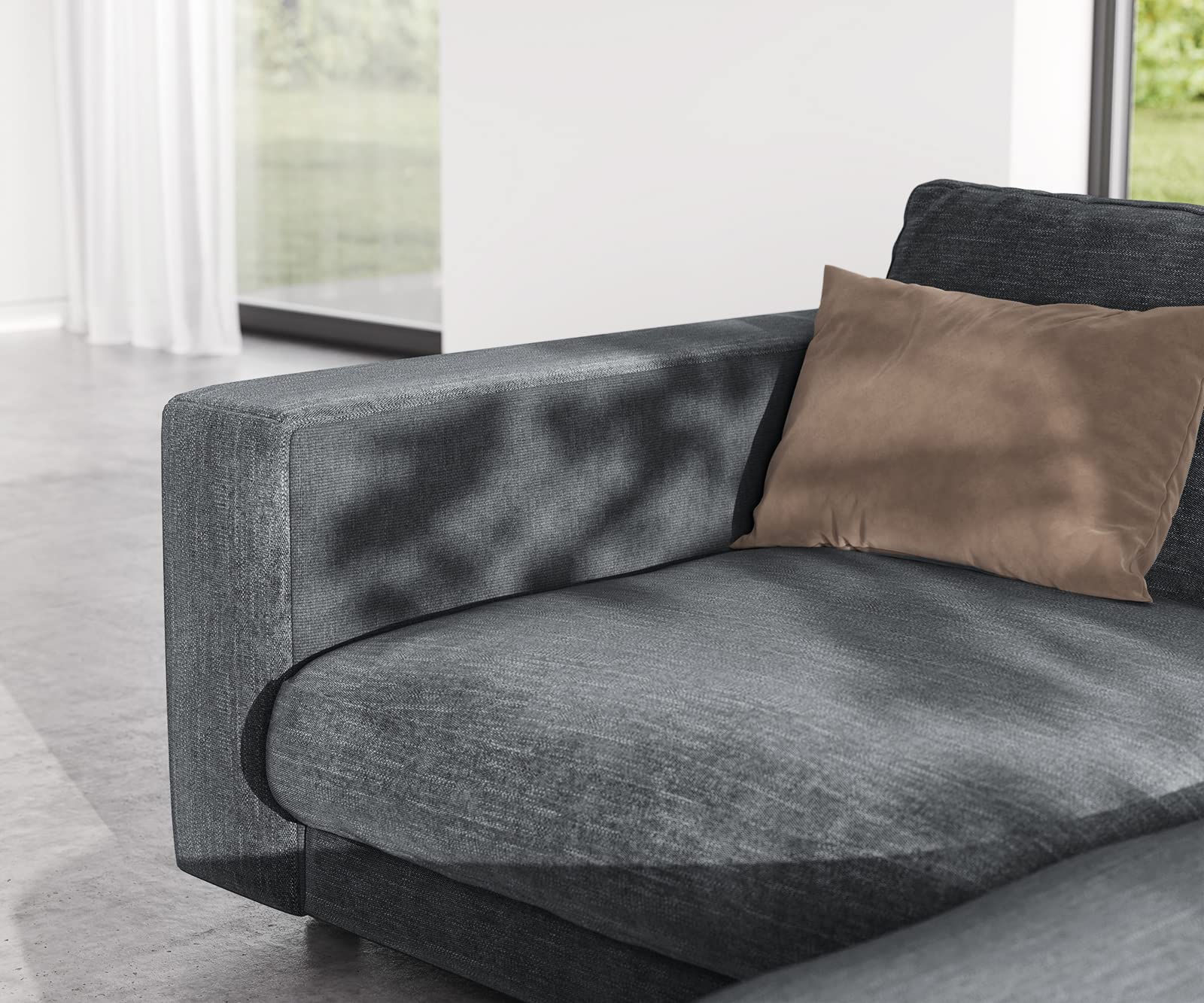 INLENDISH Chezo lshape Fabric Dark Grey 4 Seater Sofa Set (LHS) 3