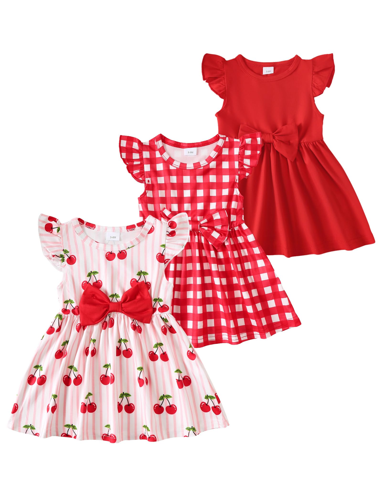 Baby Girl Dress Clothes 3 Pack Toddler Summer Dresses Newborn Fly Sleeve Casual Cute Dress for Girls
