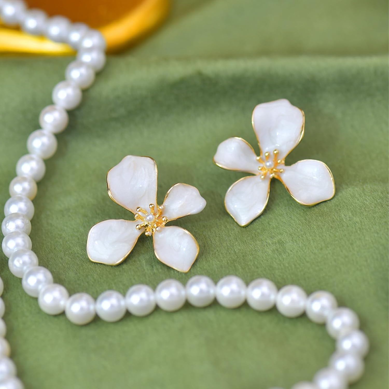 Gold Flower Earrings Statement Earrings for Women Large Floral Earring Jewelry Gift Spring Summer Accessories - Image 5