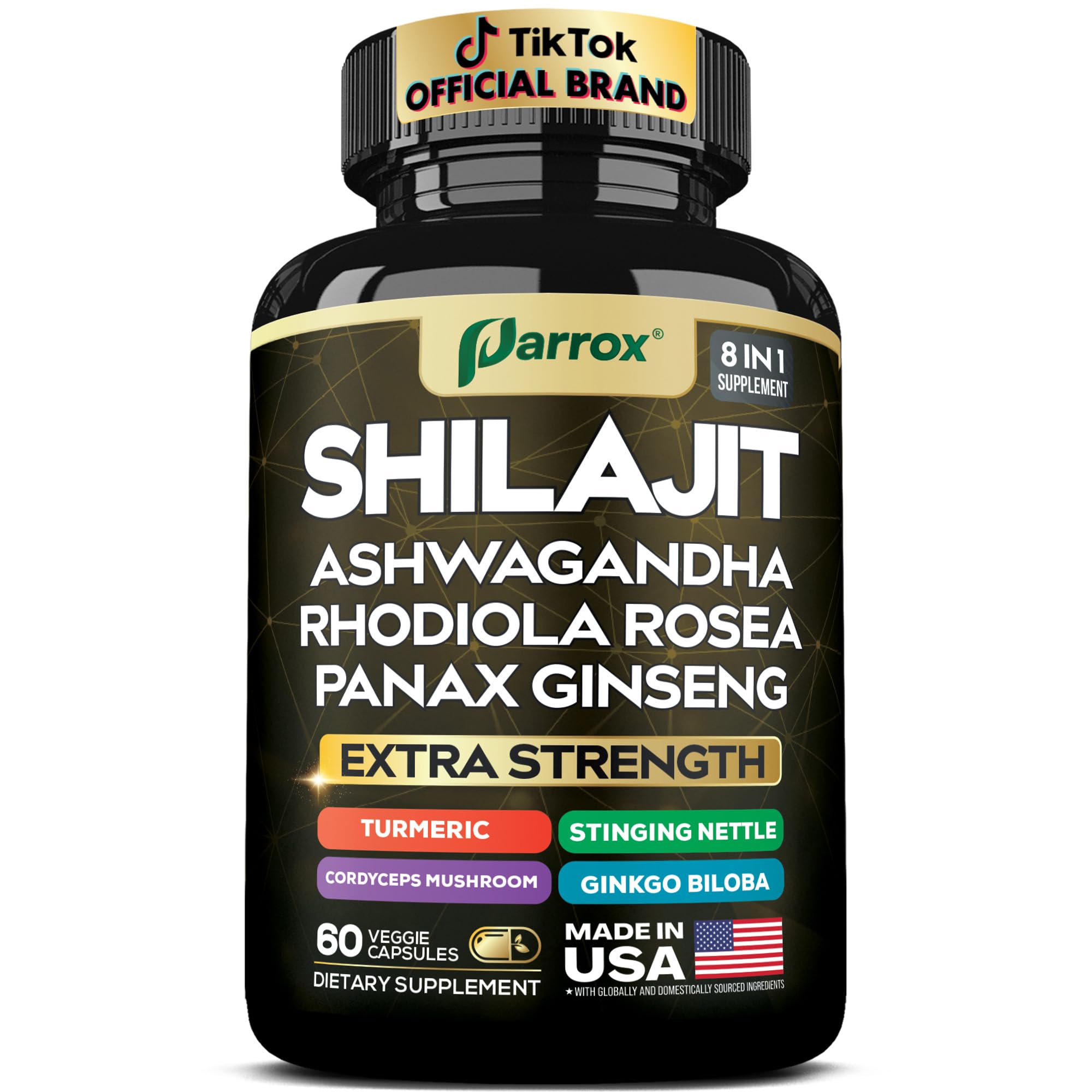 Shilajit Supplement, Pure All-in-One, Panax Ginseng, Men & Women, 60 Caps 60 Count (Pack of 1)
