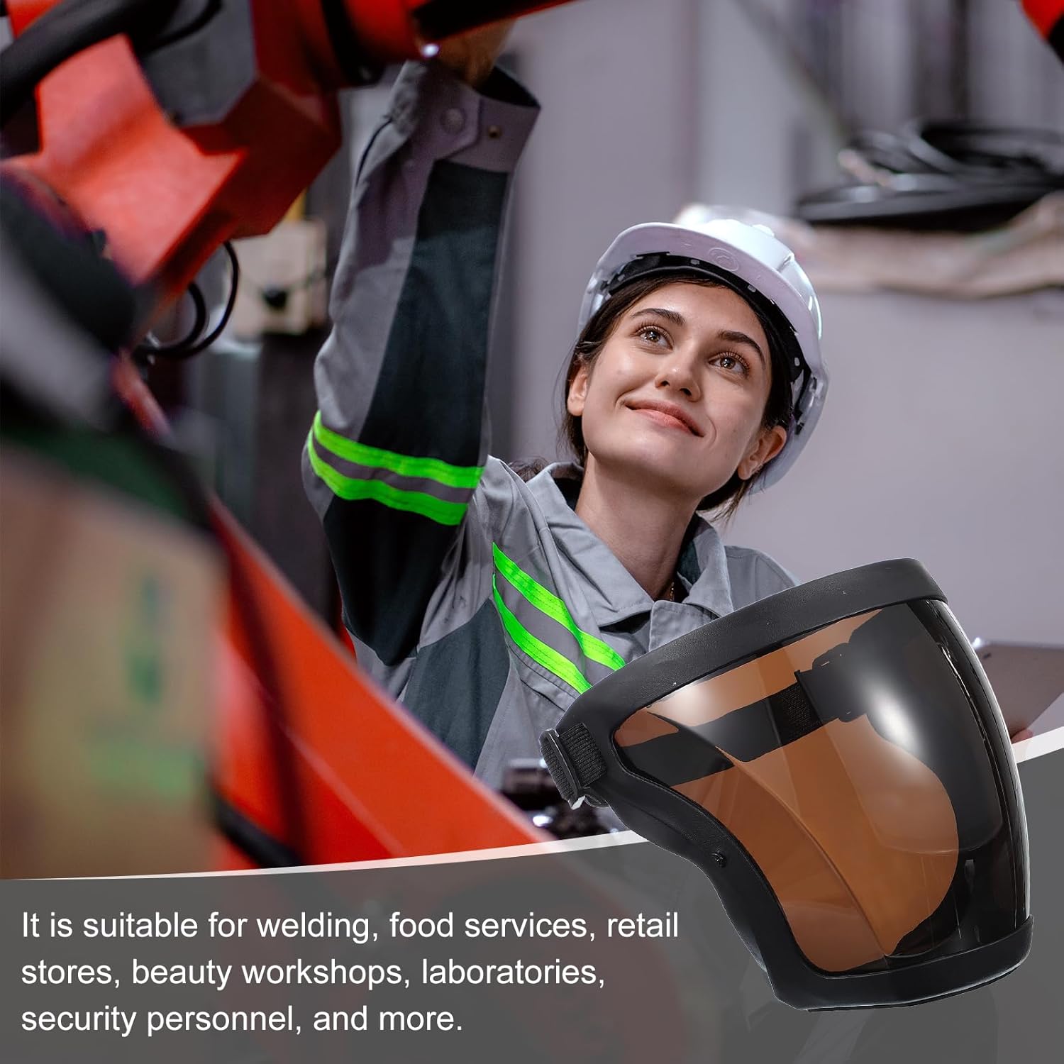 MECCANIXITY Black Full Safety Face Shields, Anti Fogging Full Safety Face Protection Transparent Face Shield for Welding with Adjustable Band & 3Pcs Dark Brown Lens & 30Pcs Filter Gaskets